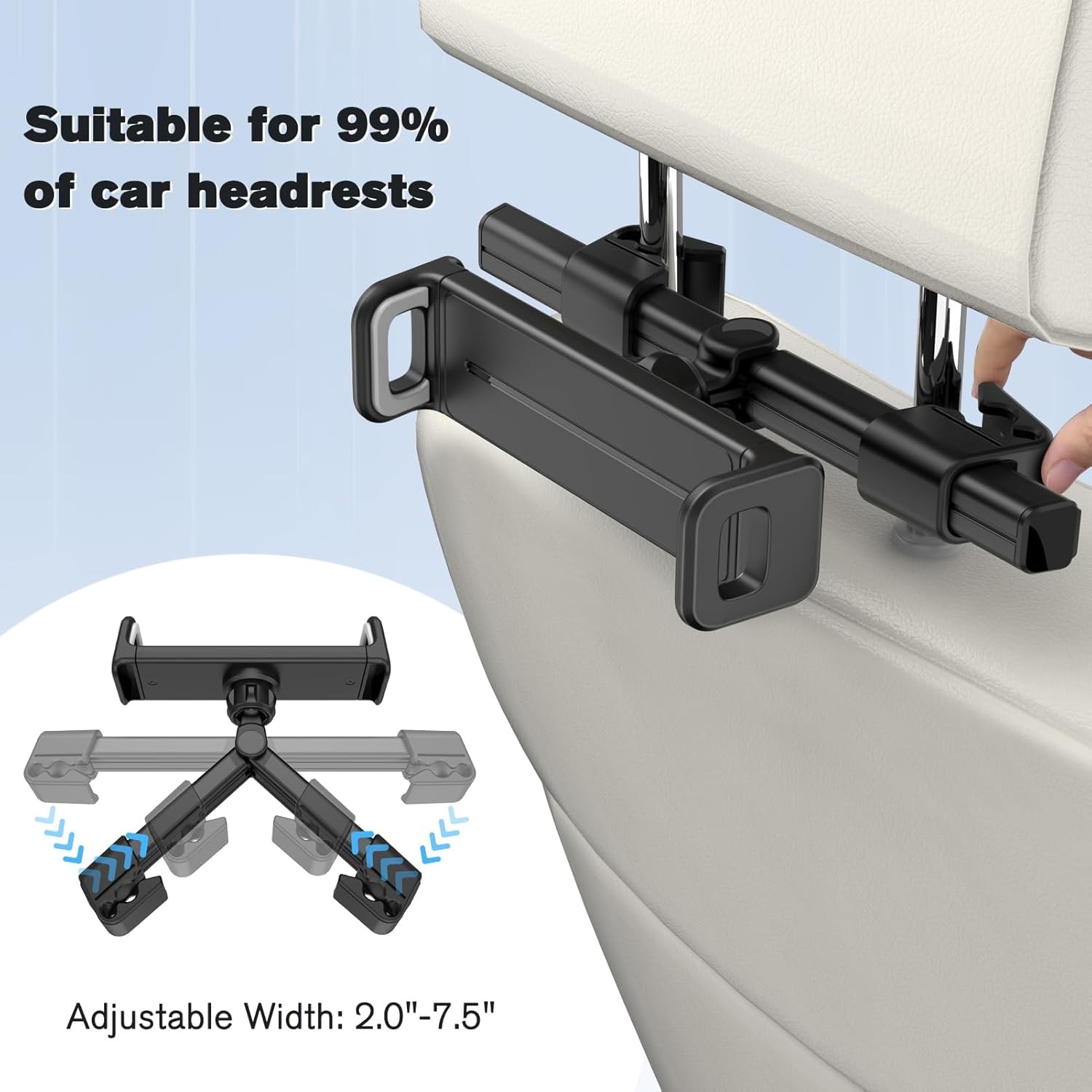 Car Headrest Tablet Holder Adjustable Mount for iPad Galaxy Road Trip Essentials