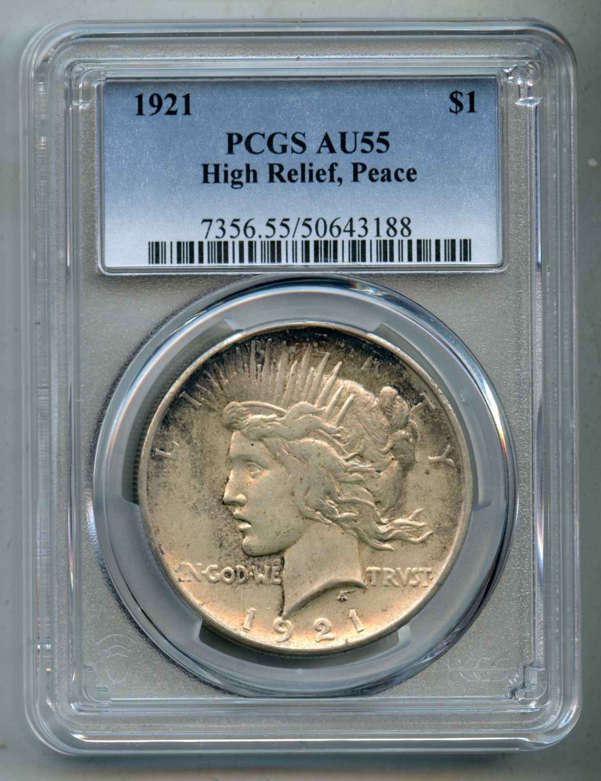 1921 Peace Silver Dollar PCGS AU 55