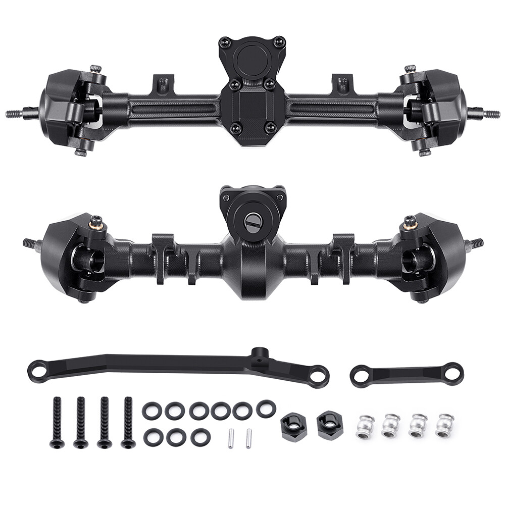 RCBATER Alu +4mm Extended Front & Rear Axles Kit for RC 1/24 Axial SCX24 Crawler