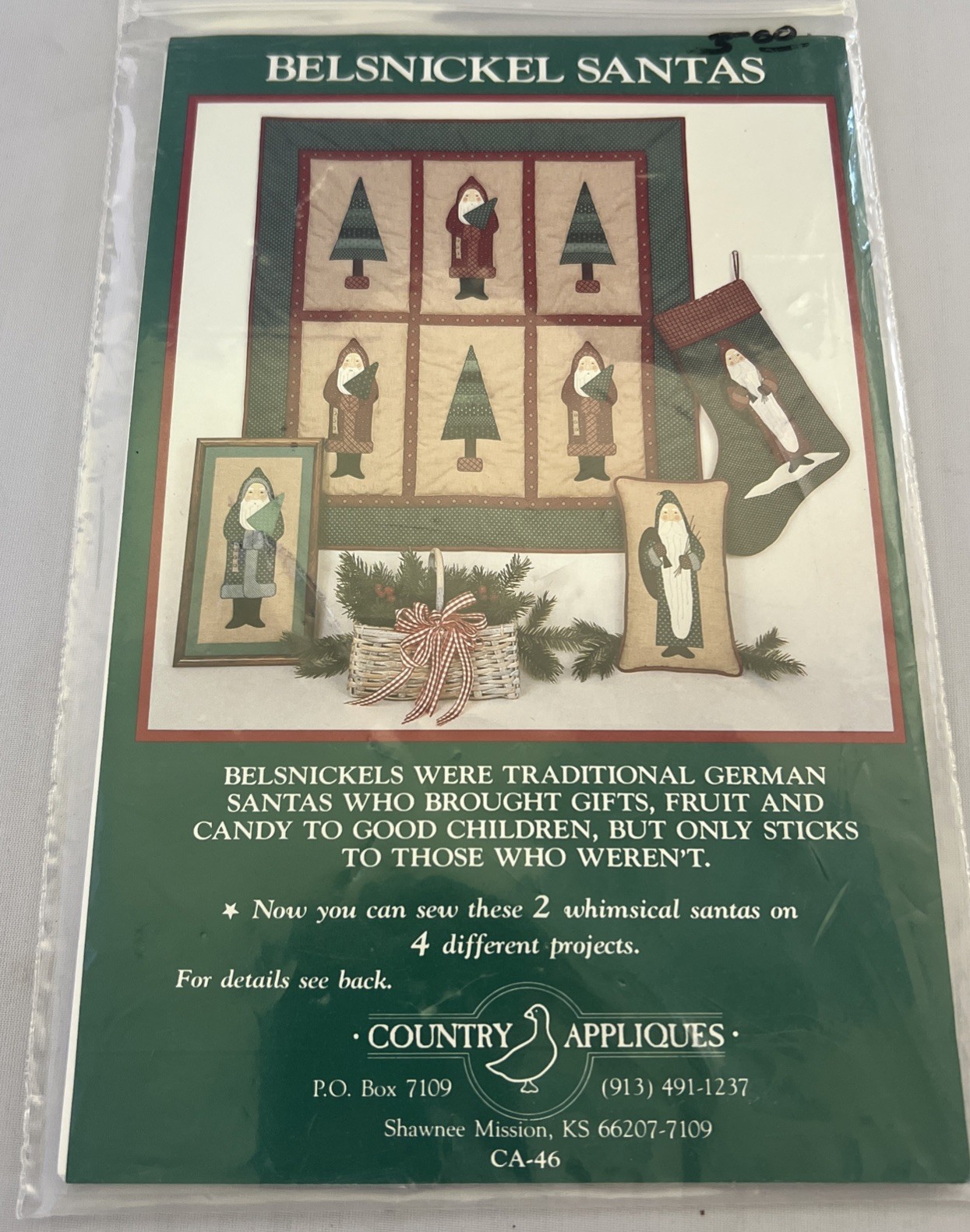 Country Appliqués Quilt Pattern Belsnickel Santas German Santas 4 Projects