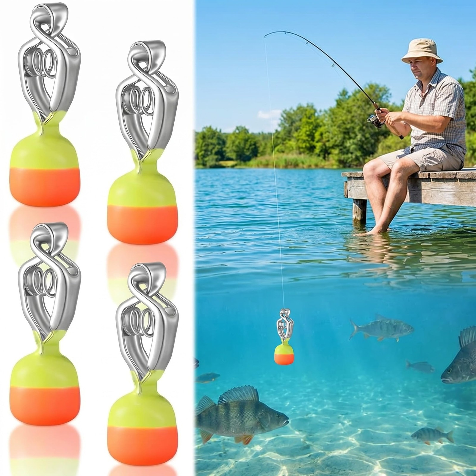 Best Copkim 4 Pack Depth Finder Ice Fishing Portable Clip-on Water Deep Gauge