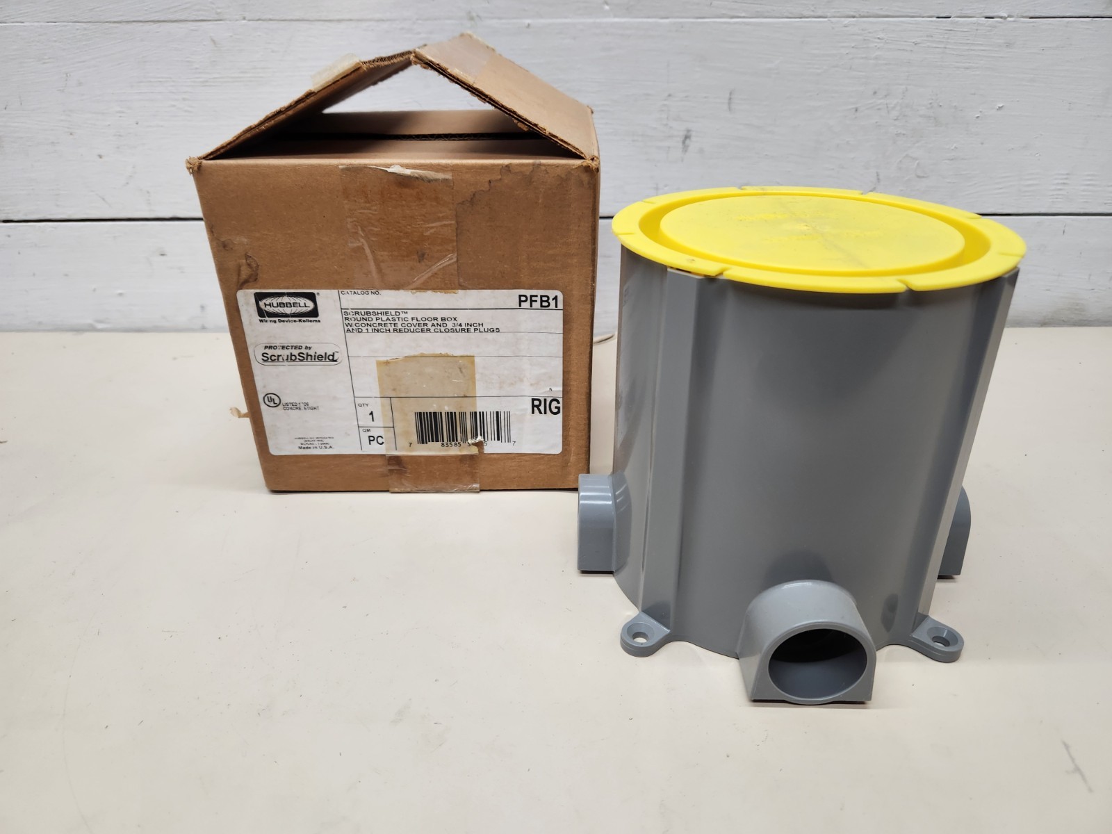 Hubbell PFB1 Scrubshield Round Plastic Floor Box w/ Concrete Cover ~ Brand New