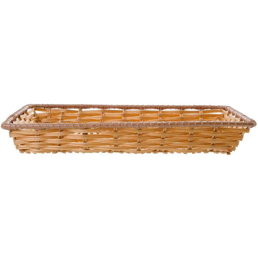 HUBERT® Wicker Basket Rectangular Natural Plastic - 18"L x 12"W x 2 1/2"D