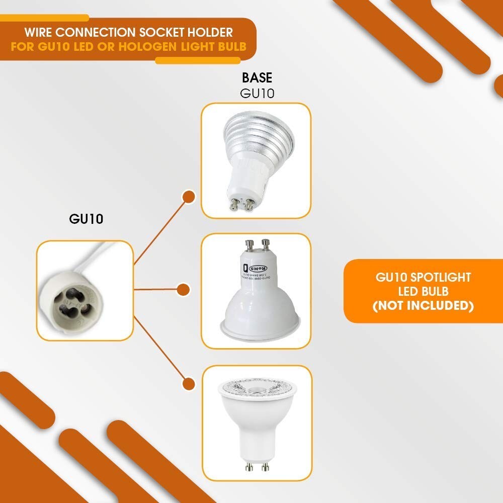 10 PCS - Wire Connection Socket Holder for GU10 LED Light or Hologen Light Bulb