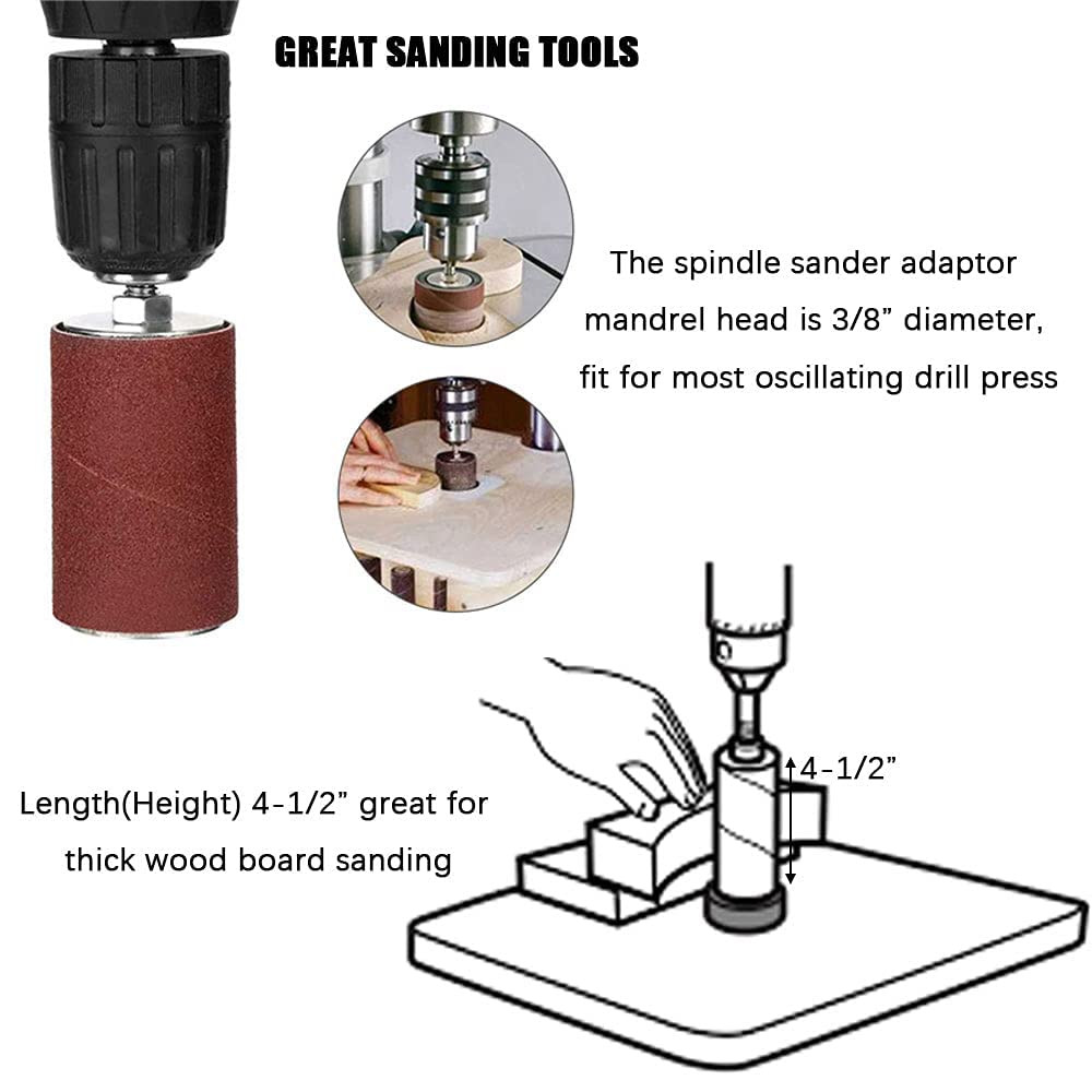 Spindle Sander Adaptor 4-1/2" X 1/2" with Rubber Sanding Drum Kit