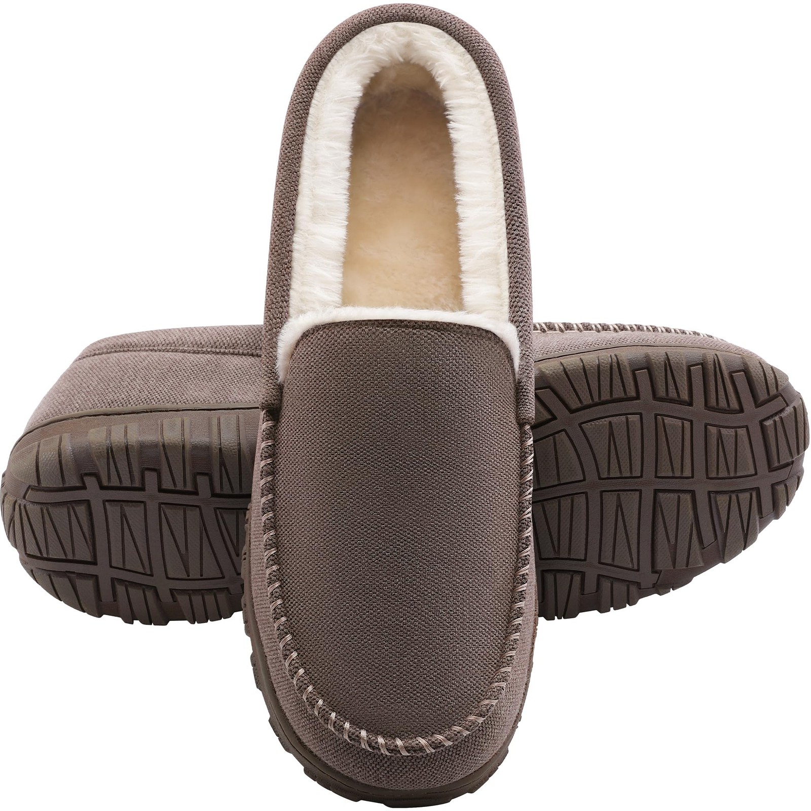 shoeslocker Men Slippers Indoor Outdoor Anti-Slip Slippers for Men Warm Plush...