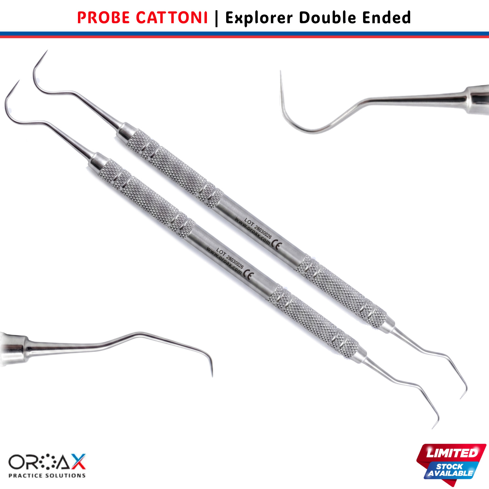 OROAX Cattoni Probe Set 2Pcs Dental Endodontic Diagnostic Explorers Scaler