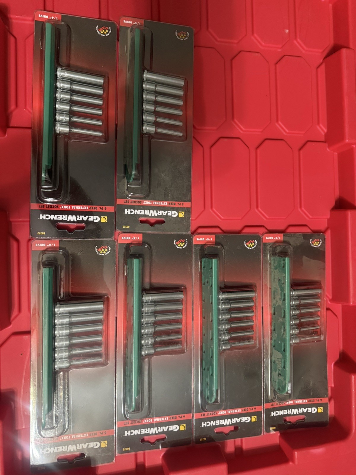 Gearwrench 80322D 6 Pc E-Torx Deep Socket Set 1/4" Drive E4, E5, E6, E7, E8, E10