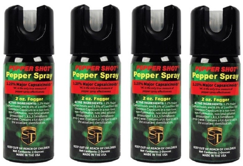 Pepper Shot 2 oz Pepper Spray Fogger Self Defense Personal Security 4-Pack