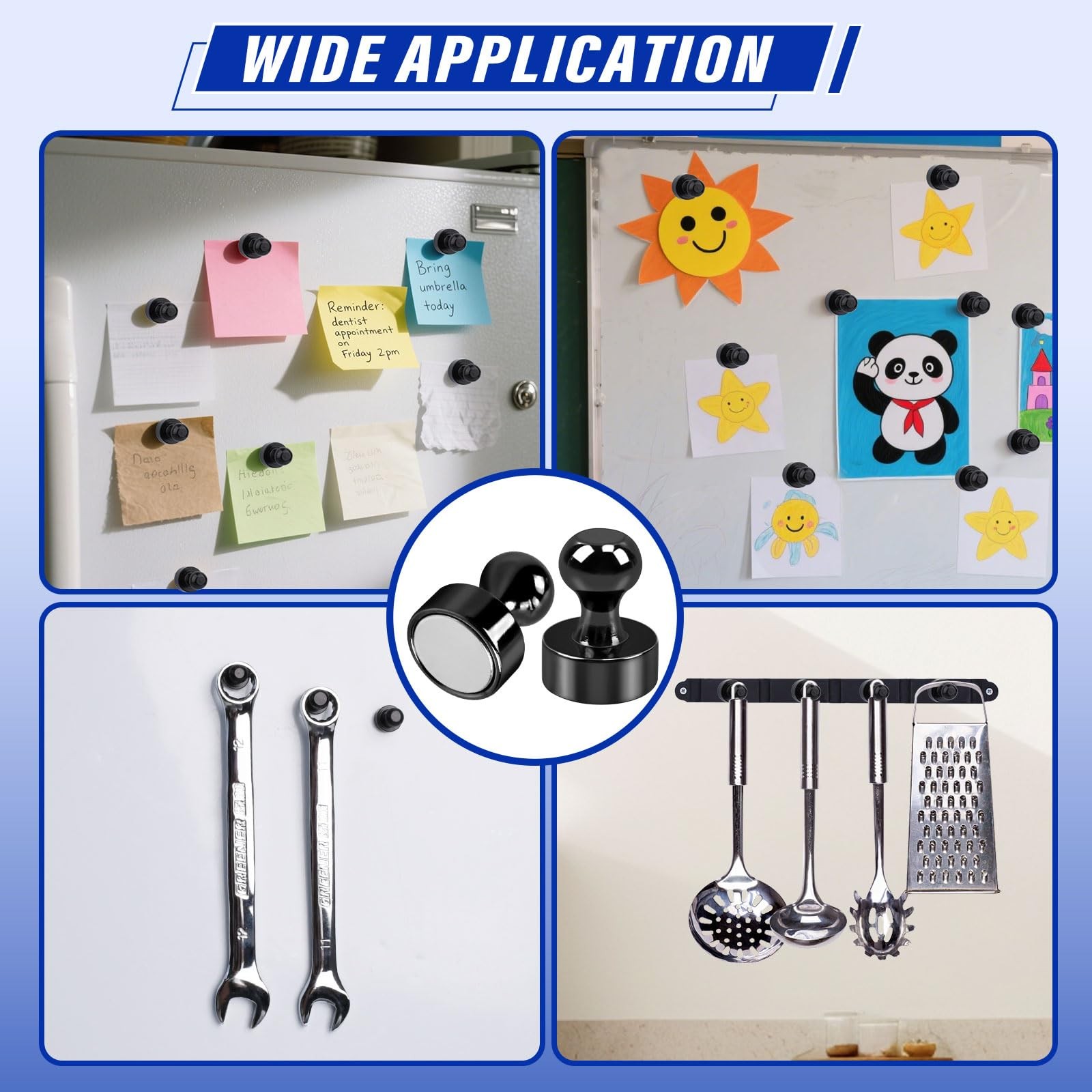 20Pack Strong Fridge Magnets,Black Refrigerator Black-12x16mm-20Pack, Black