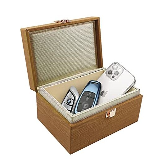 Faraday Box, 5.5x4.1x2.7 inches, RFID Signal Blocking Storage Imitation Wood
