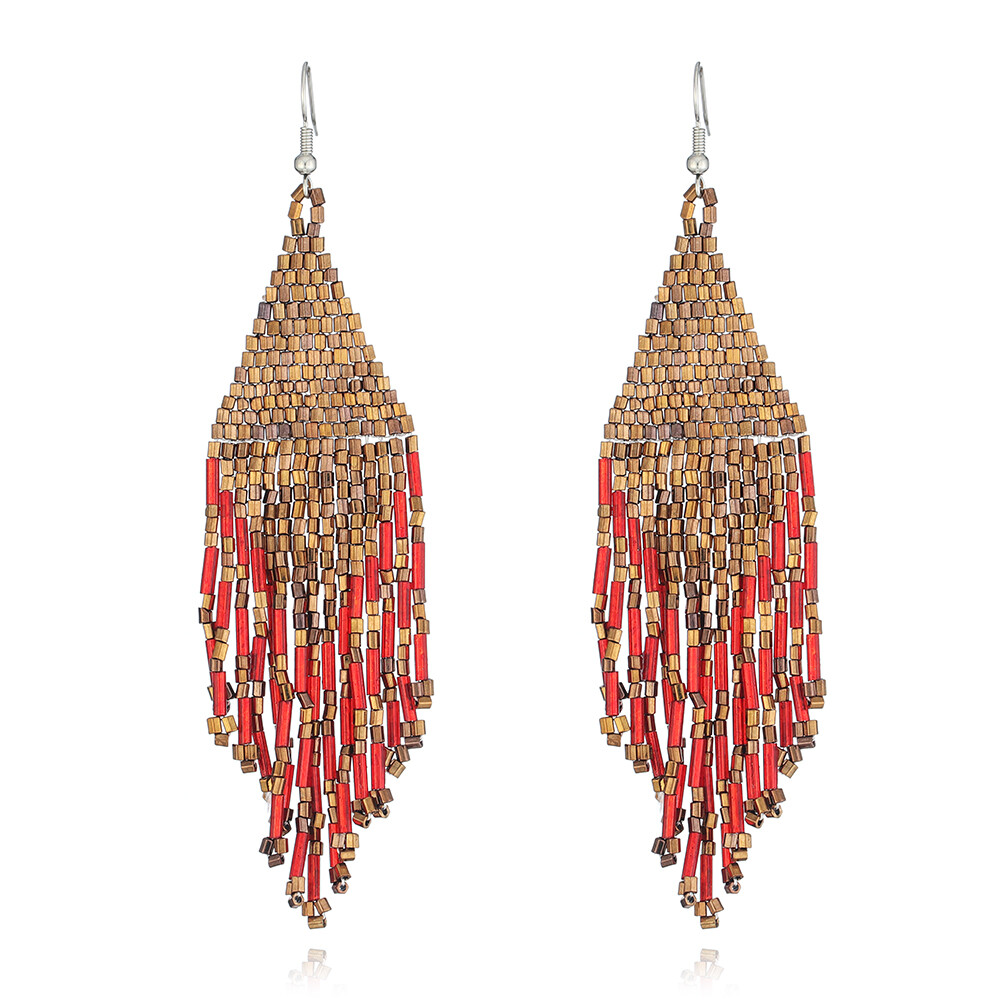 BOHO Seeds Beaded Earrings Fringe Tassel Bohemian Dangle Drop Handmade Jewelry