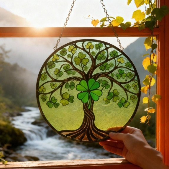 St. Patrick's Day Stained Glass Suncatcher Window Hanging Decor