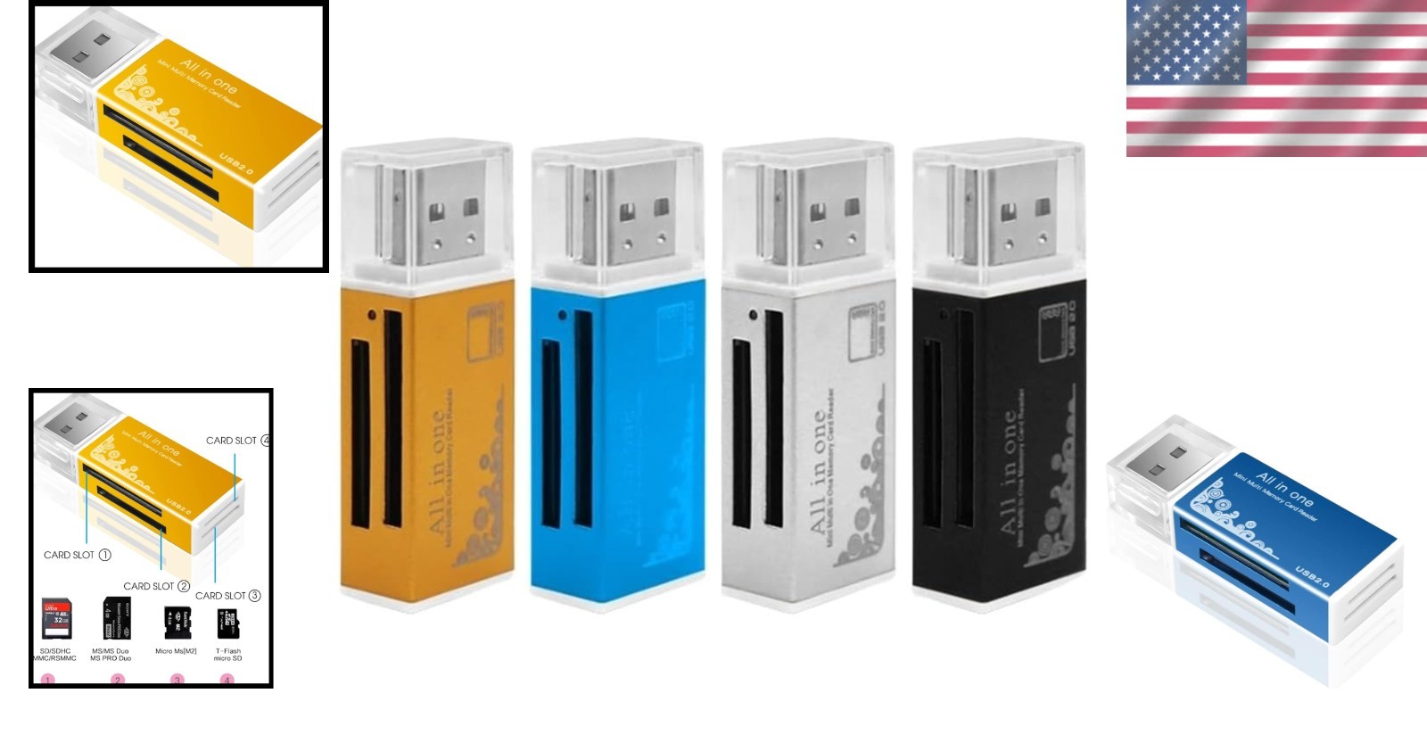 Ultimate 4-Pack USB Card Reader - Fast Transfers, Durable Design for All Devices
