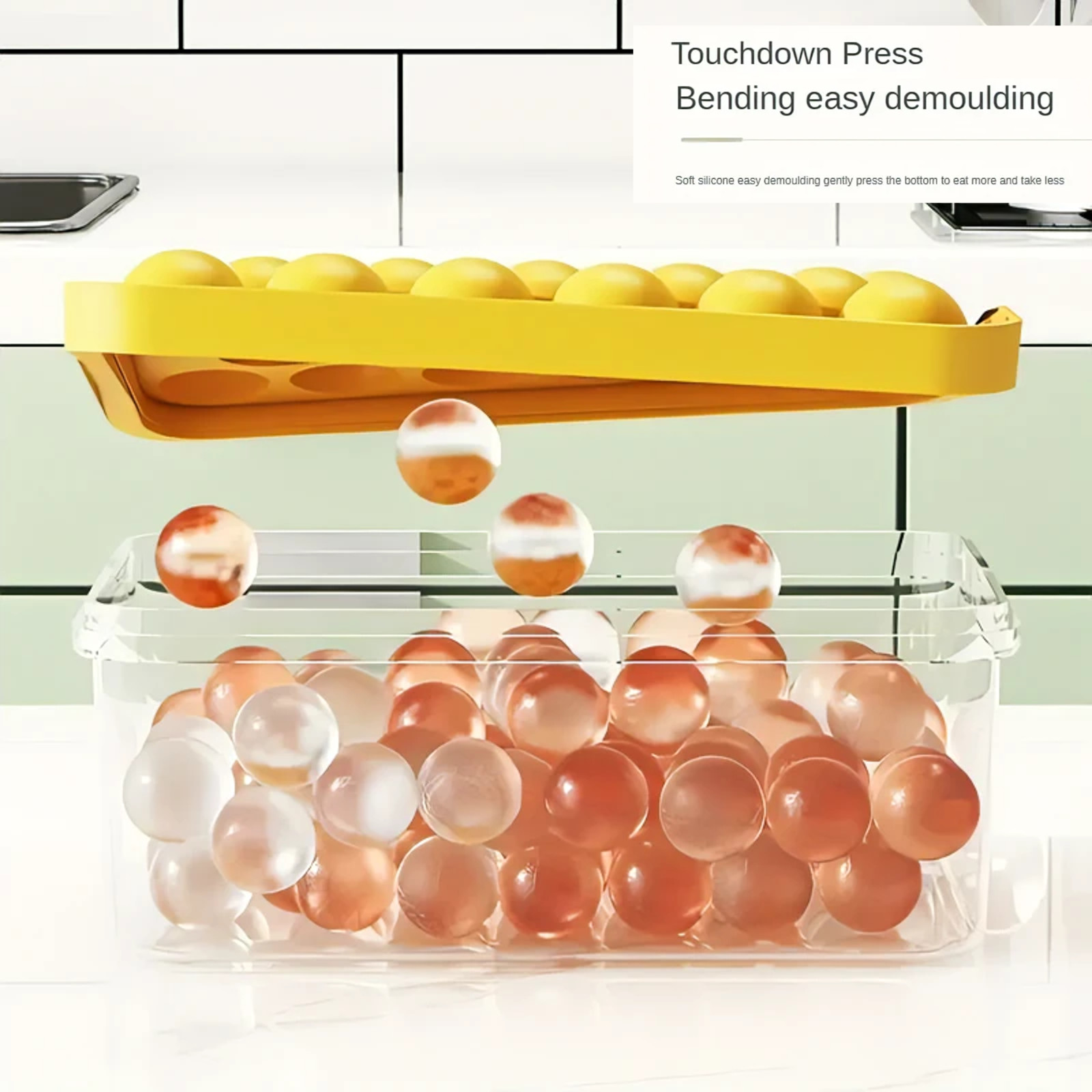 Ice Cube Tray (Mini), Round Ice Trays for Freezer (Extra Tray Only) (Green)