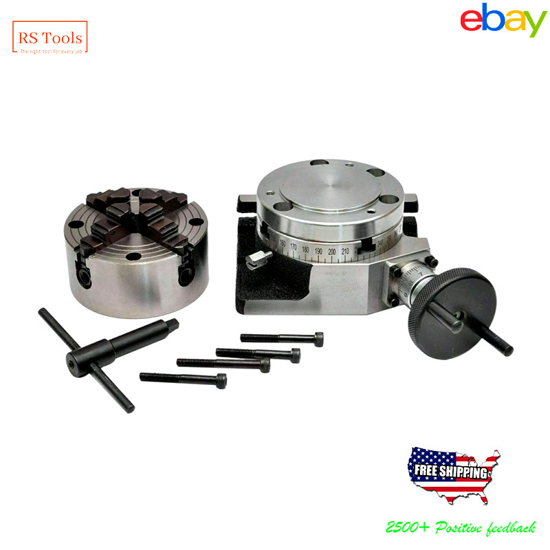 Rotary Table 4"/100mm With 100mm 4 JAW Independent Chuck USA RSTOOLS