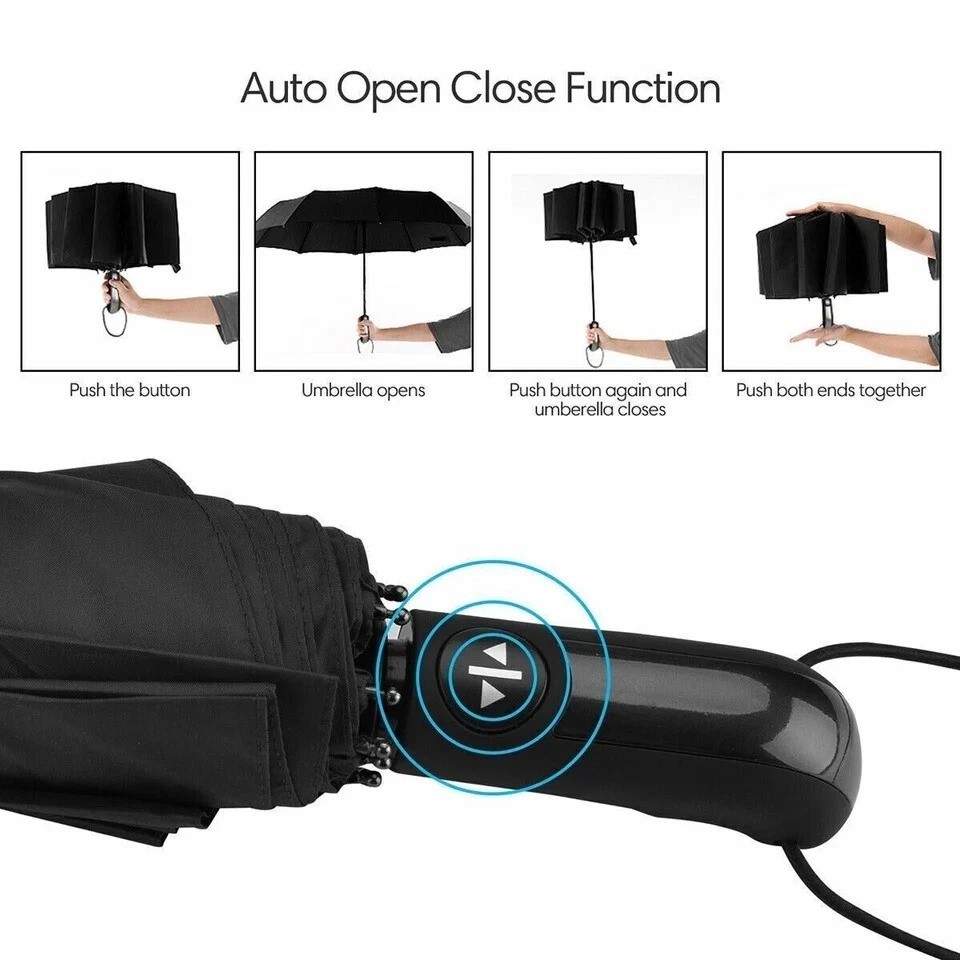 Automatic Umbrella Anti-UV Sun/Rain Windproof 3 Folding Compact Umbrella