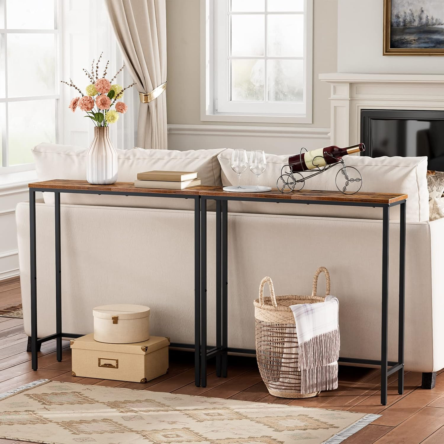 Narrow Console Table, 29.5" Small Entryway Table, Thin Sofa Side Display Table,