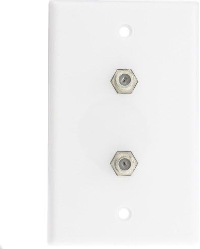 TV Wall Plate with 2 F-pin Couplers White   ASF-20252WH