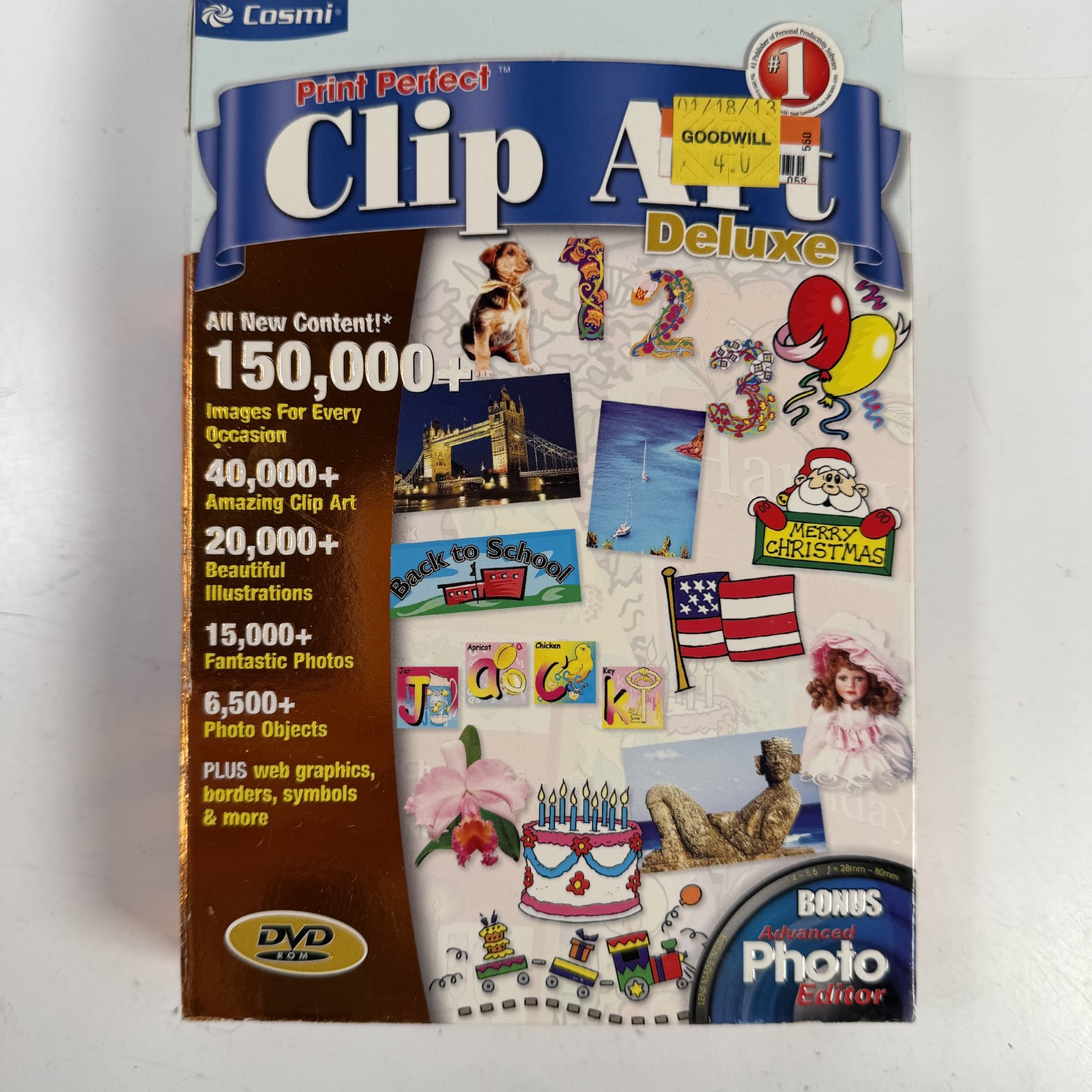 Cosmi Print Perfect Clip Art Deluxe DVD-ROM 150,000+ Images Bonus Photo Editor