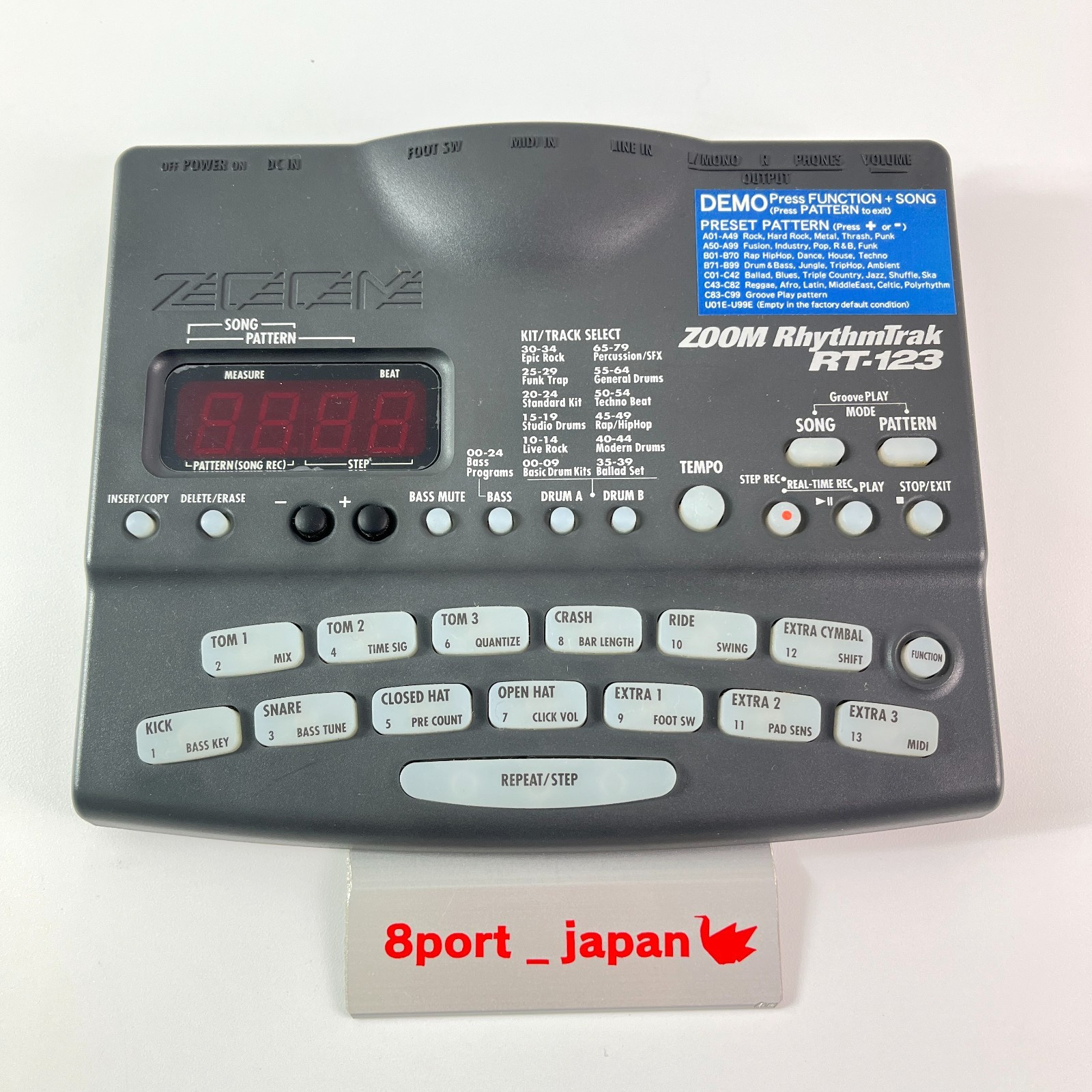 ZOOM RT-123 RhythmTrak Drum Machine w/ Foot Pedal. JP Manual - Tested & Working