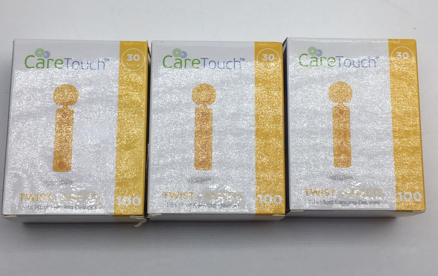 3-New Sealed Care Touch 30 Gauge Yellow Lancet Boxes(300Lancets) EXPIRED Read