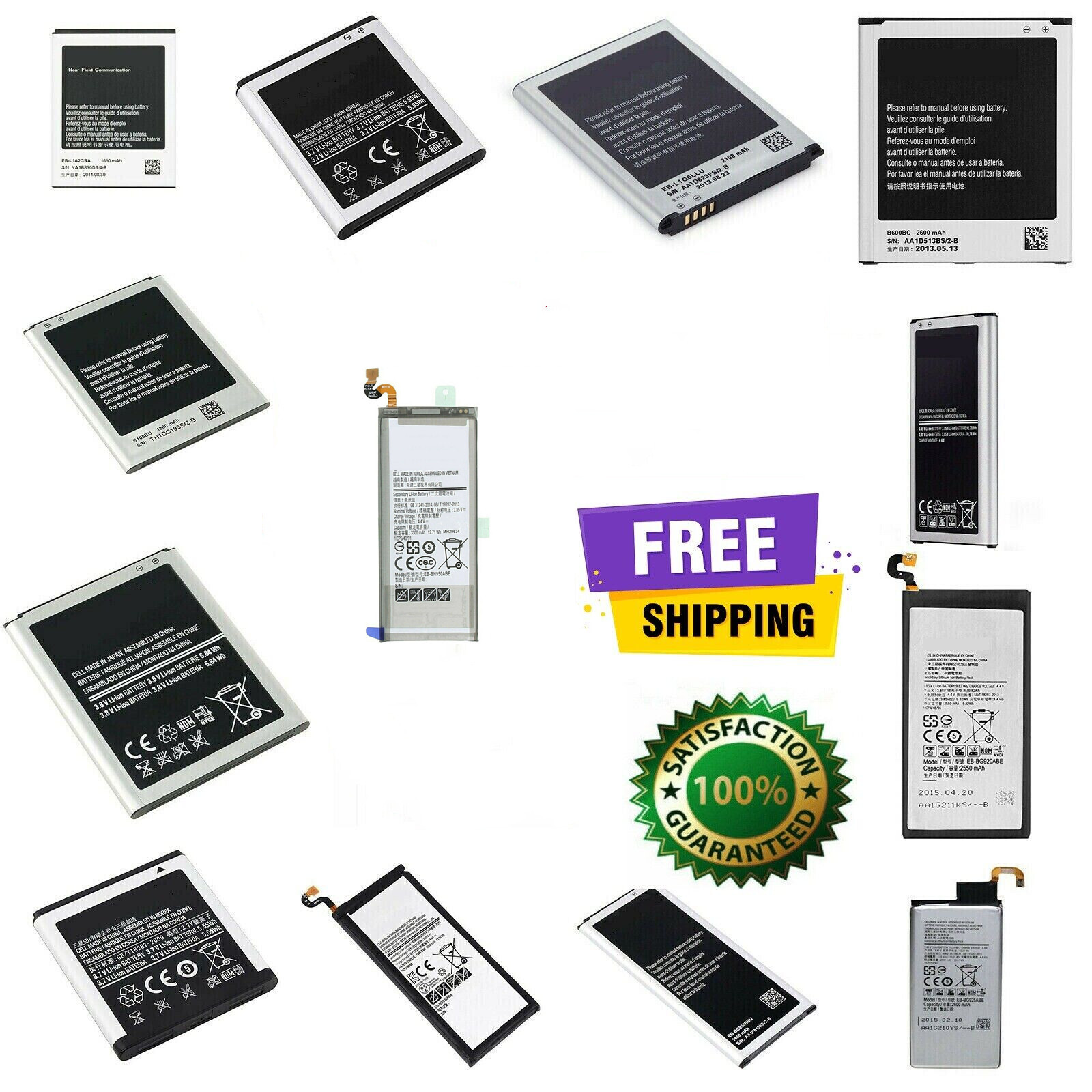 New Battery Replacement For Samsung Galaxy Note 3 4 5 8 S4 S5 S6 S7 S8 S9 Plus
