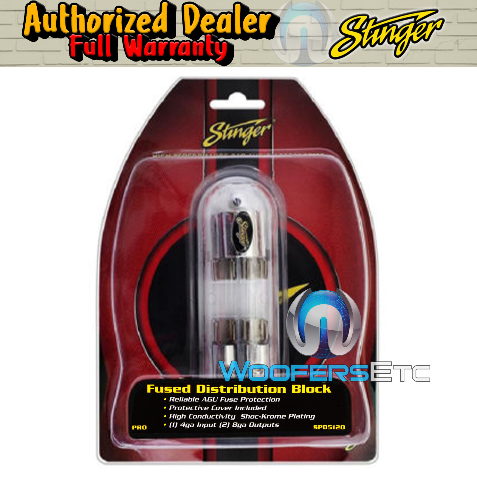 STINGER SPD5120 PRO SHOC KROME PLATING AGU FUSE HOLDER 1 4 GA IN 2 8 GAUGE OUT