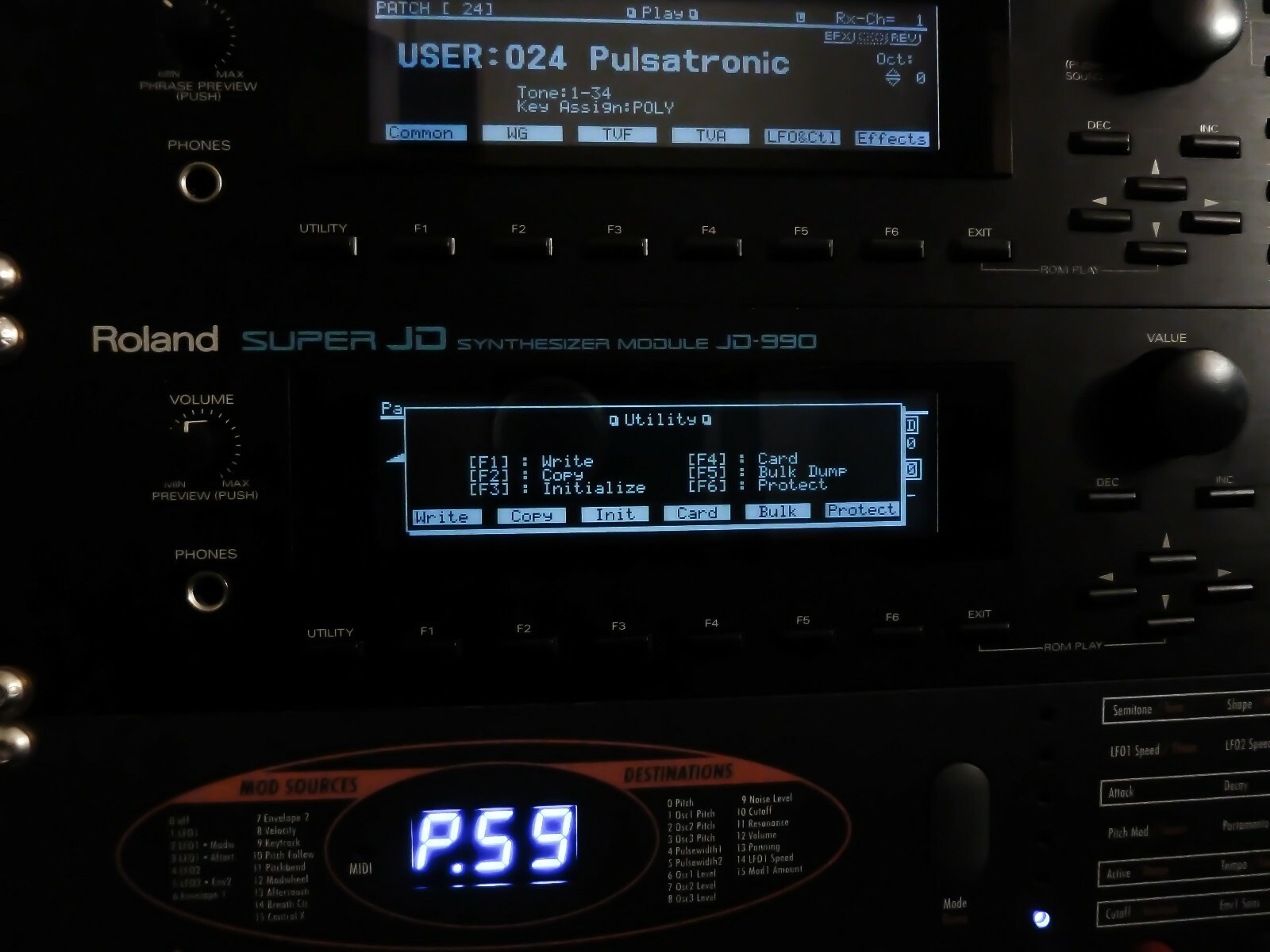Roland JD-990 Custom LUX (Negative) LED Display !