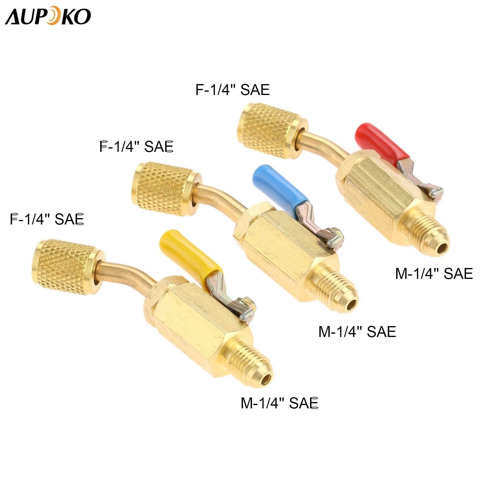 Aupoko Air Conditioning Refrigerant Angled Compact Ball Valve,3Pcs