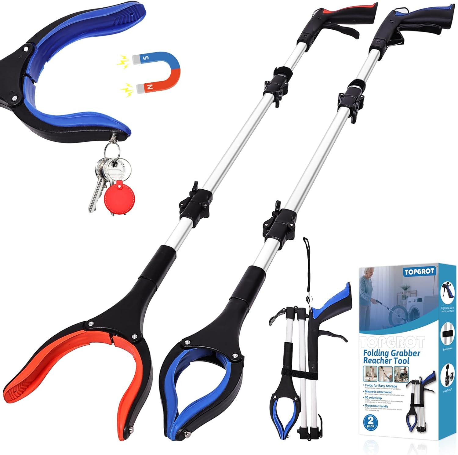 43" Grabber Reacher Tool for Seniors 2 Pack, Foldable Reacher Grabbers Pickup St