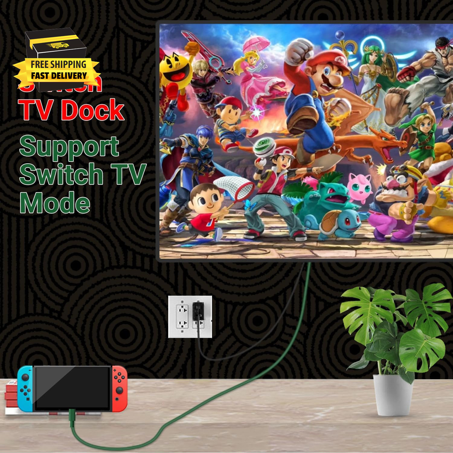 Switch Dock Mini Portable, 1.8M/ 6FT Switch TV Dock, Switch Docking Station with