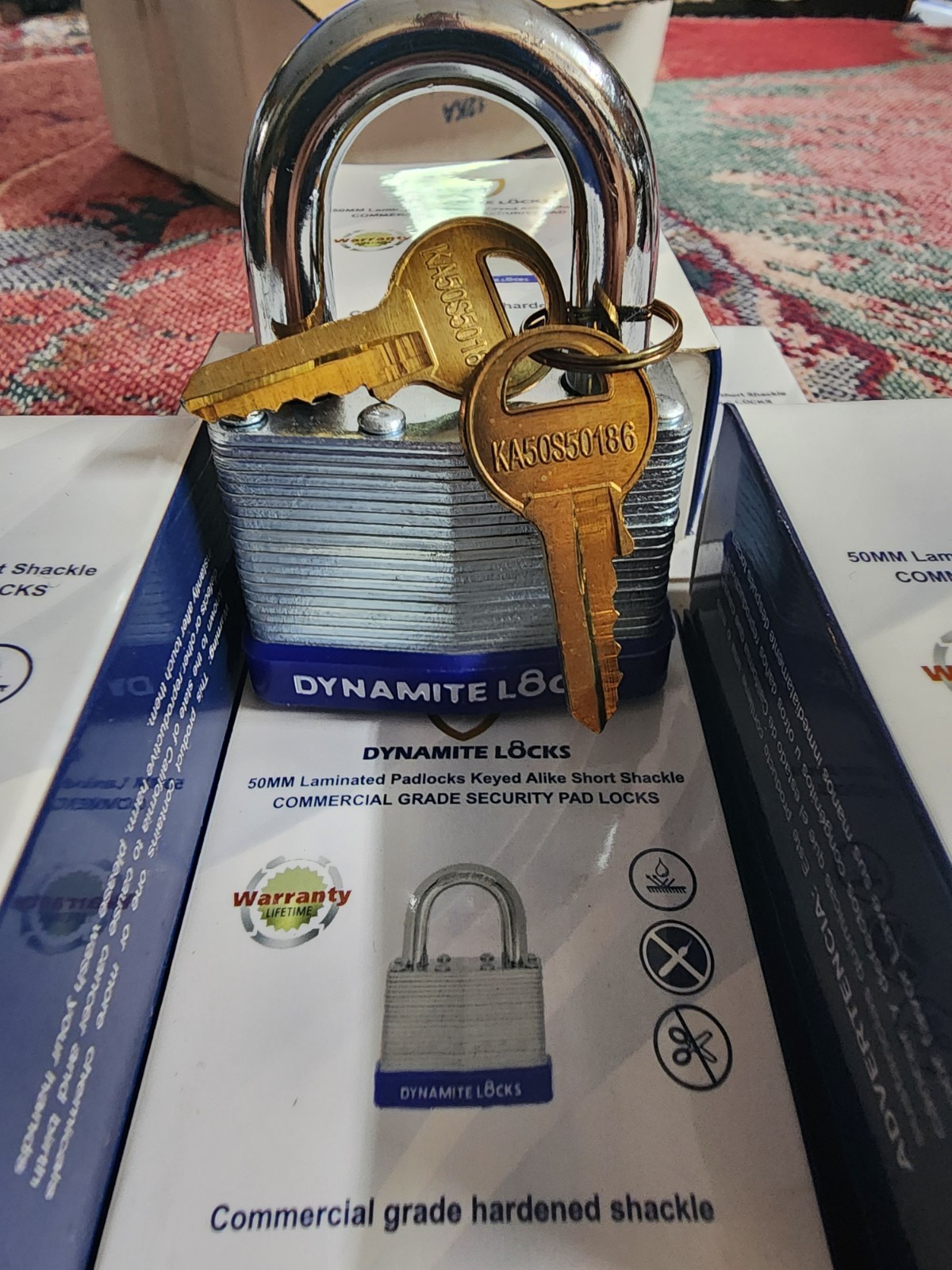 Laminated Steel Padlock with Key, Lock 1-1/4 in Wide Lock Body, Fence,  1 Pack