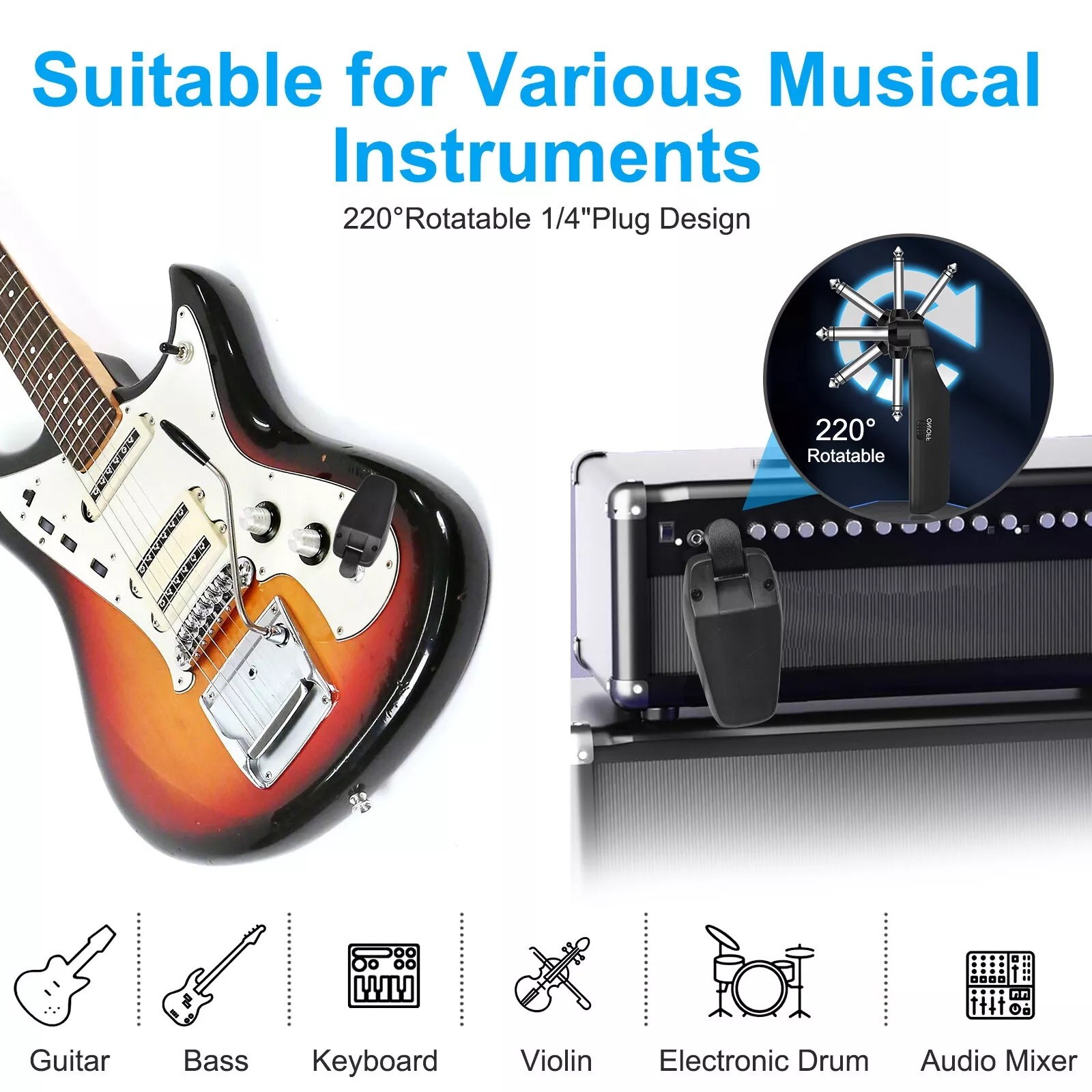 1Pair UHF Wireless Guitar System Transmitter Receiver Accessories For Guitar