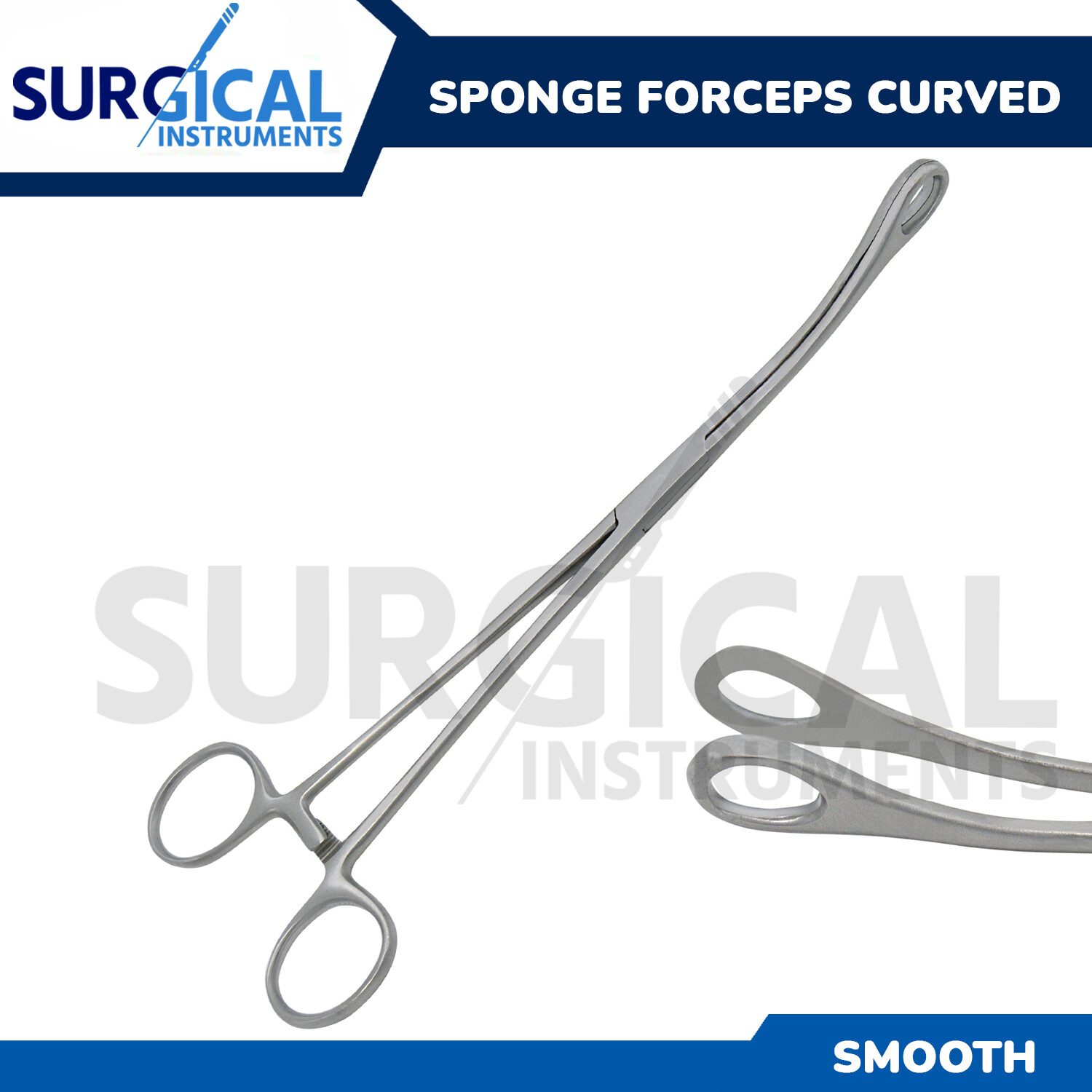 Sponge Forceps Surgical OB/GYN Smooth Jaw 7" Curved Body Piercing German Grade