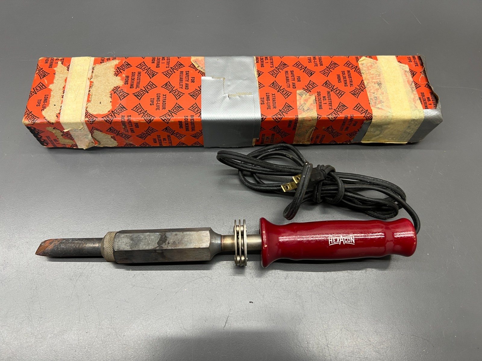 (h) VINTAGE HEXACON P200 200W HEAVY DUTY SOLDERING IRON W BOX - TESTED VG - USA