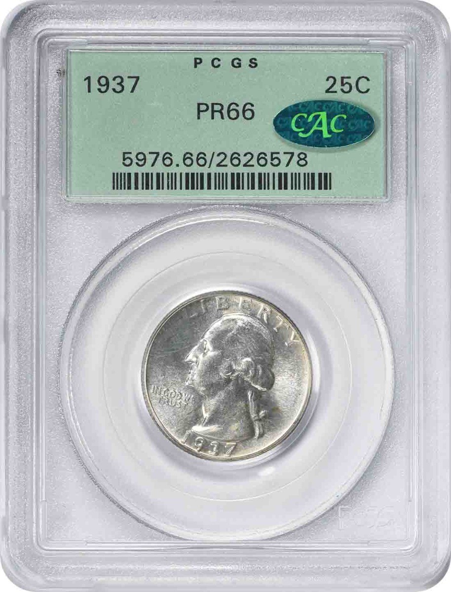 1937 Washington Silver Quarter PR66 PCGS OGH (CAC)