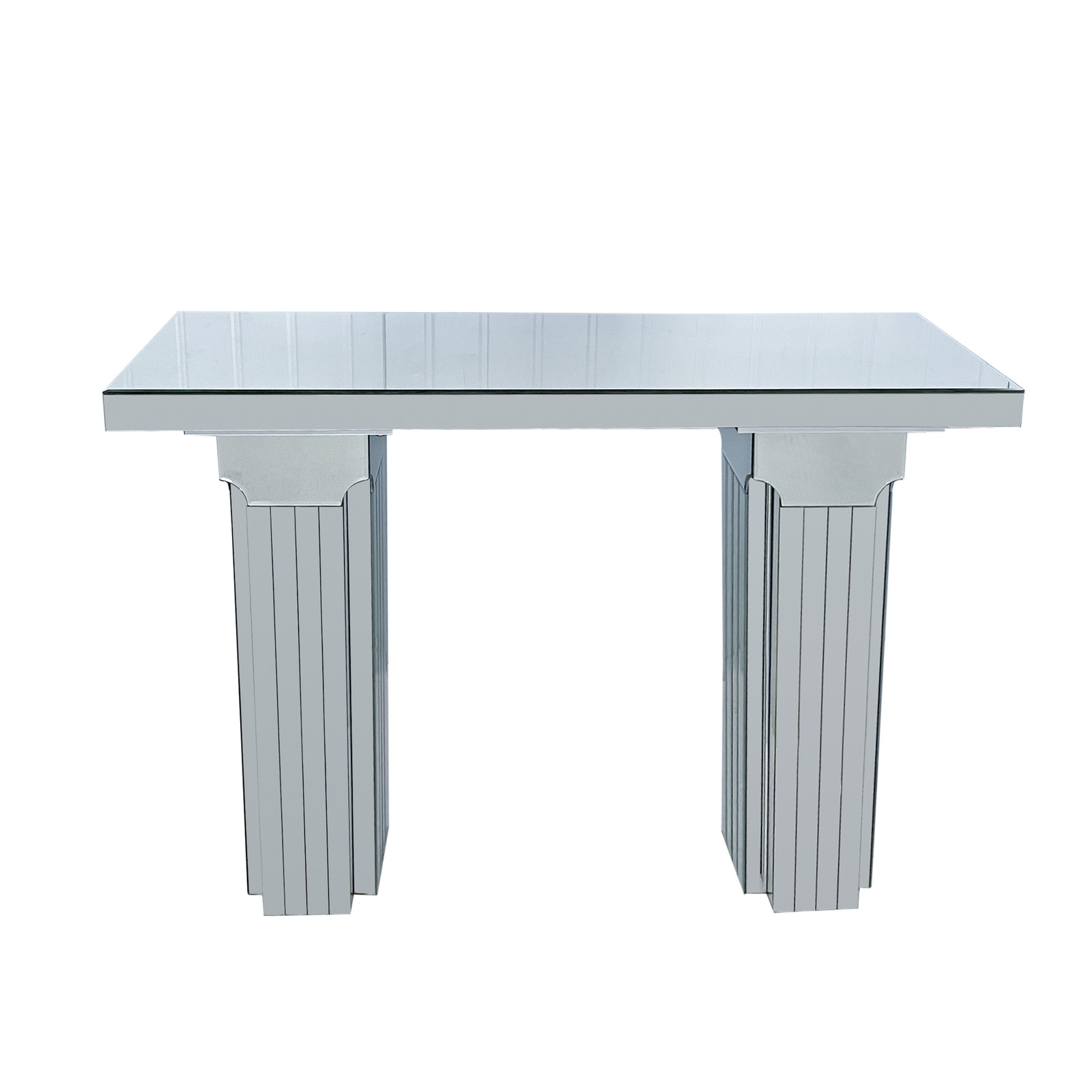 Mirrored Console Table Wide Bling Silver Mirror Entryway Desk Modern Rectangle S
