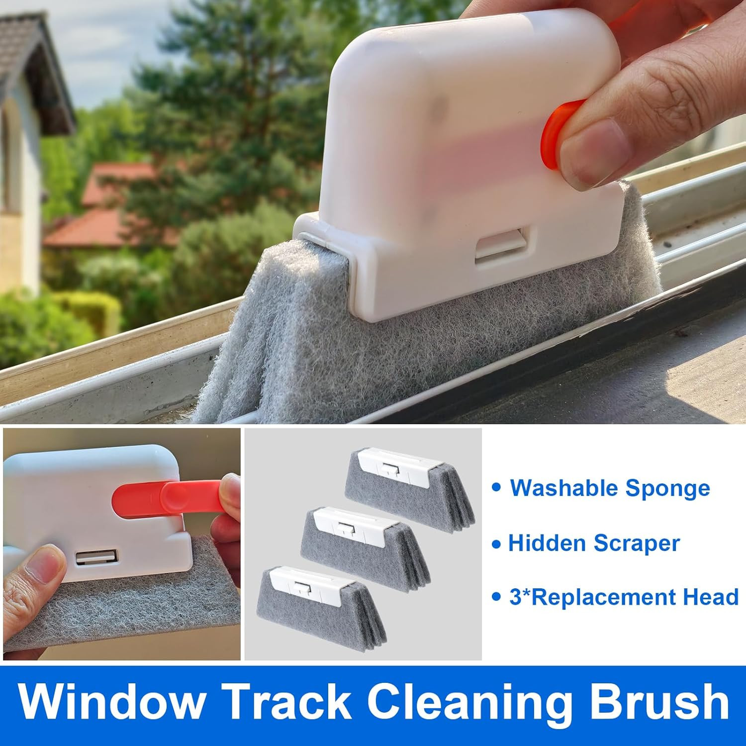 Window Sill Cleaner Tool,10 Pcs Magic Door Window Track Cleaning Tools Kit,Slidi