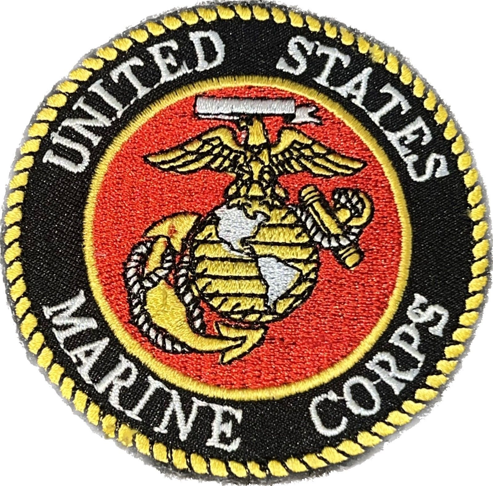 USMC United States Marine Corps Embroidered Gold EGA Logo Patch Hook & Loop 3”