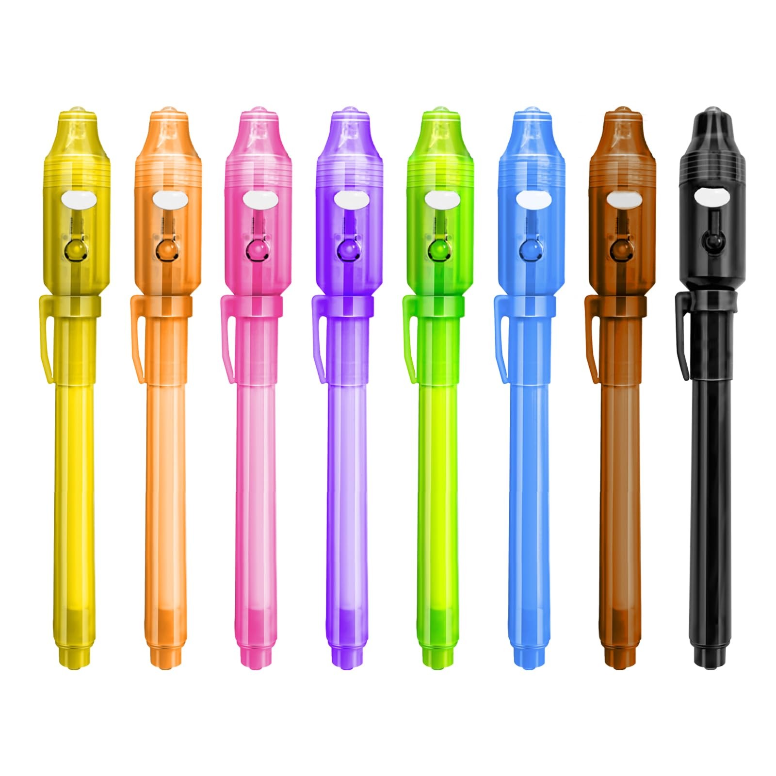 8 Pcs Spy Pens Invisible Ink Pen with UV Light Magic Marker for Secret Messag...