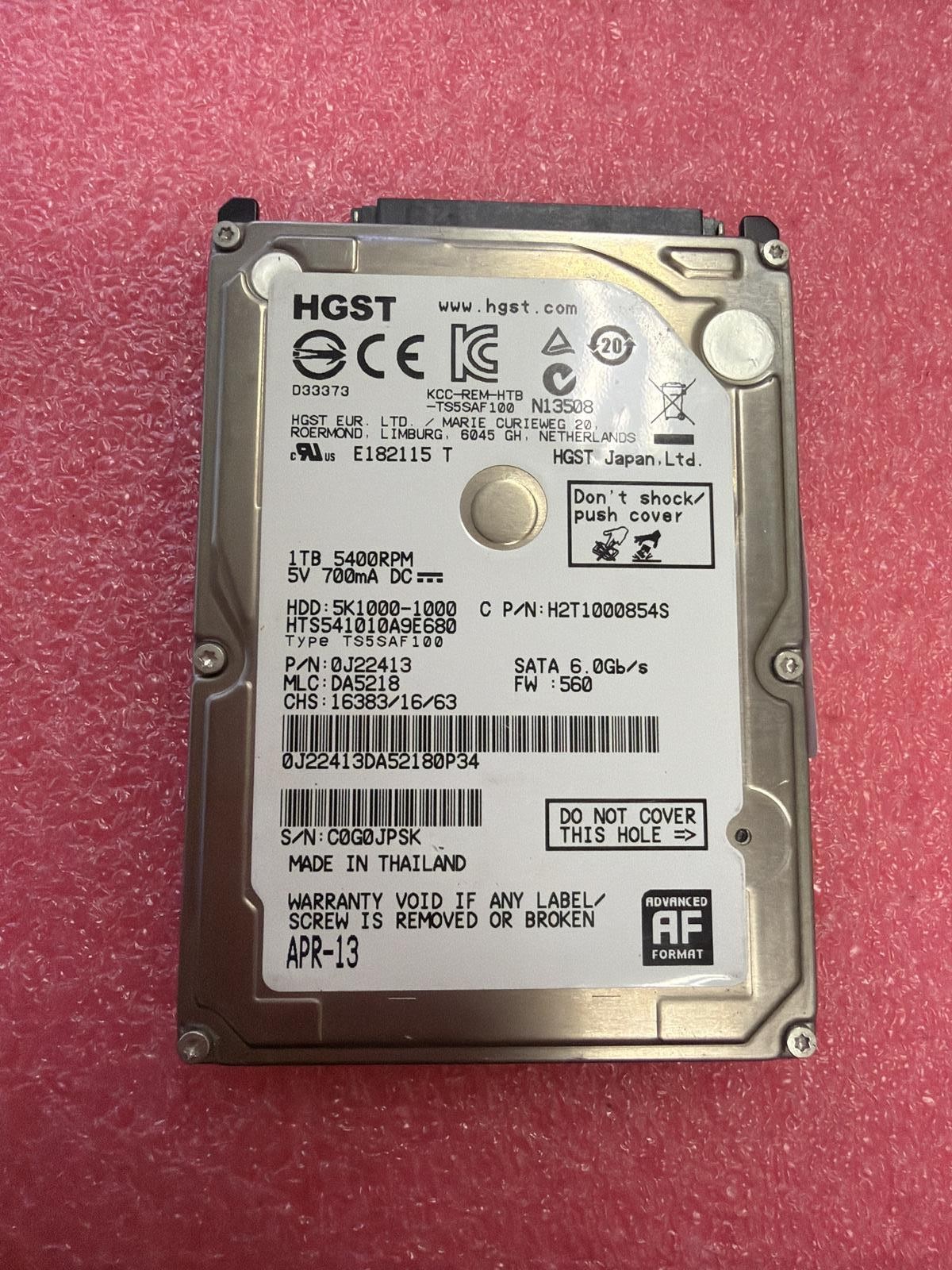 HITACHI HGST HTS541010A9E680 1TB 2.5 SATA HDD