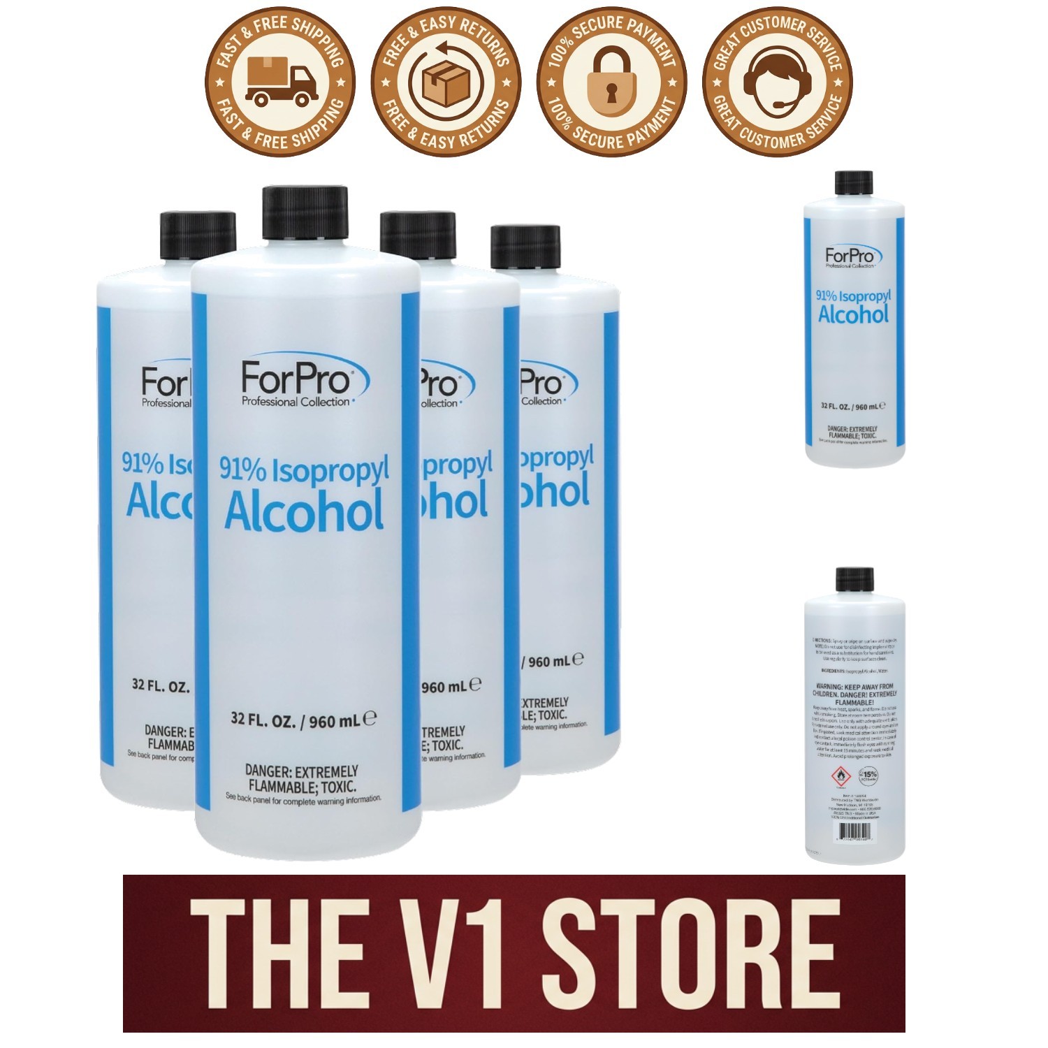 High-Grade 91% Isopropyl Alcohol - Cleans & Disinfects with Ease - 1 Gallon