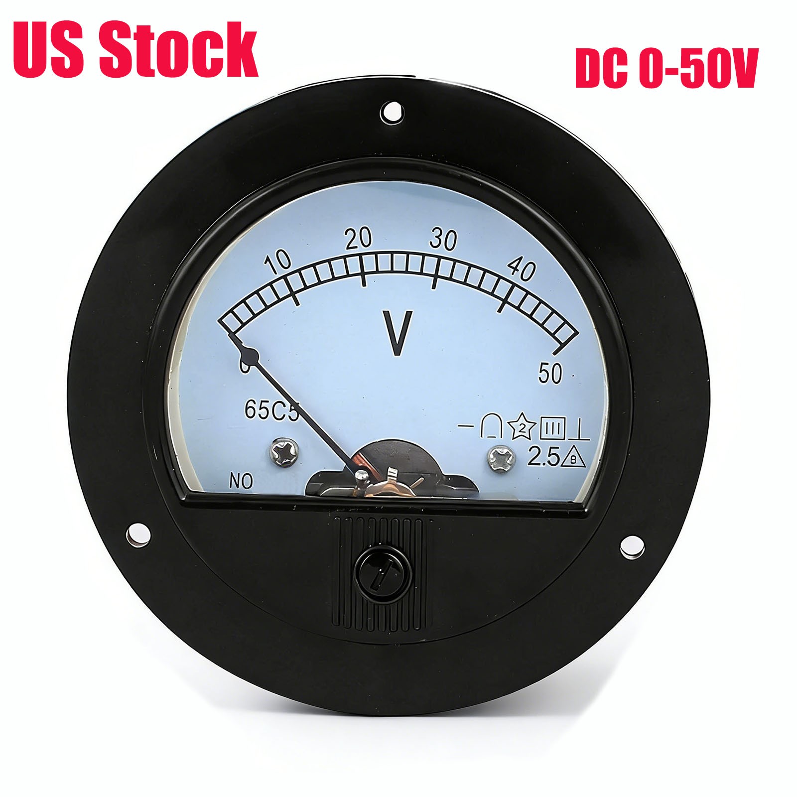 US Stock DC 0-50V Round Analog Panel Meter Voltmeter Gauge Pointer Needle 2.5"