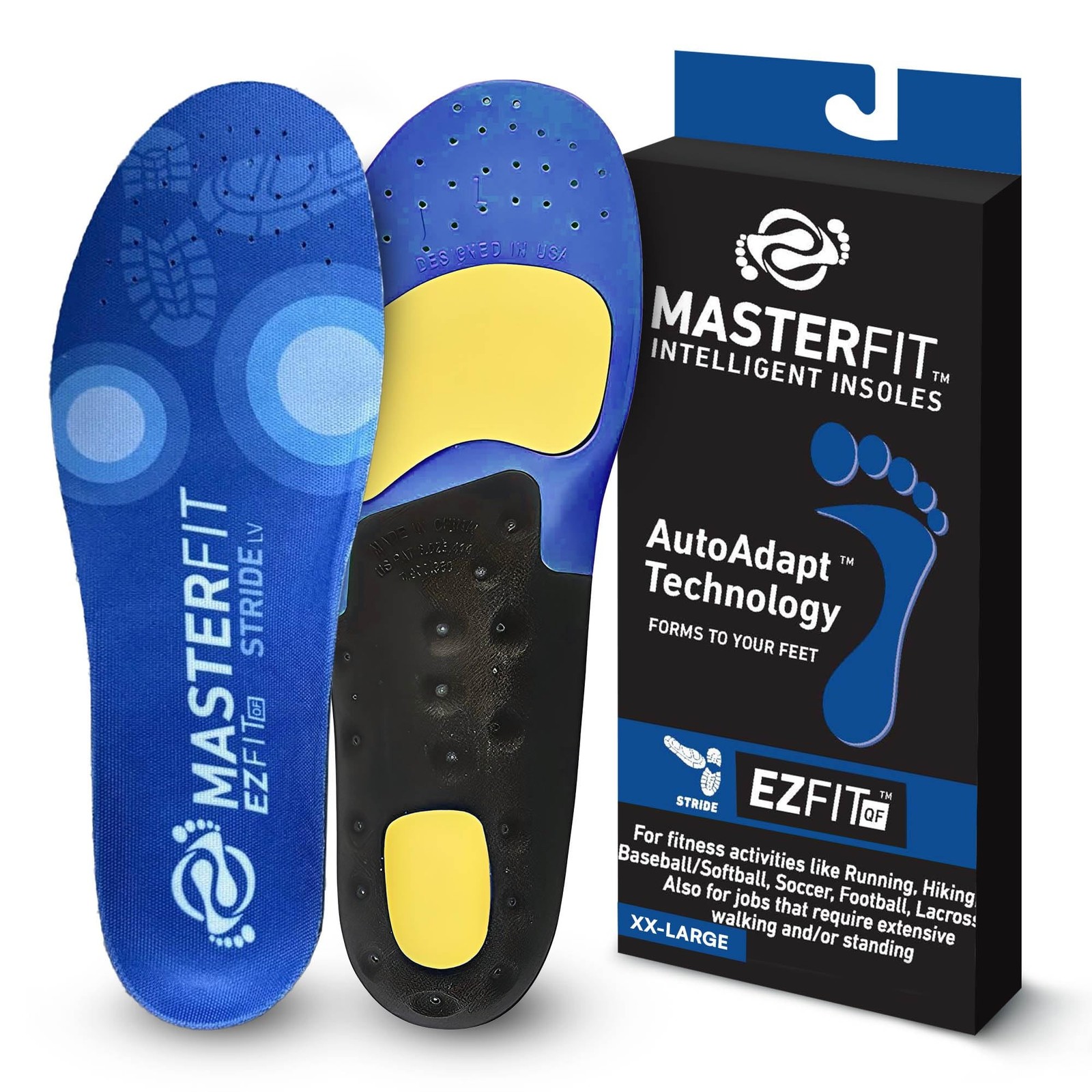 EZQF Athletic Insoles for Men with AutoAdapt Technology, Trim-to-Fit Stride S...