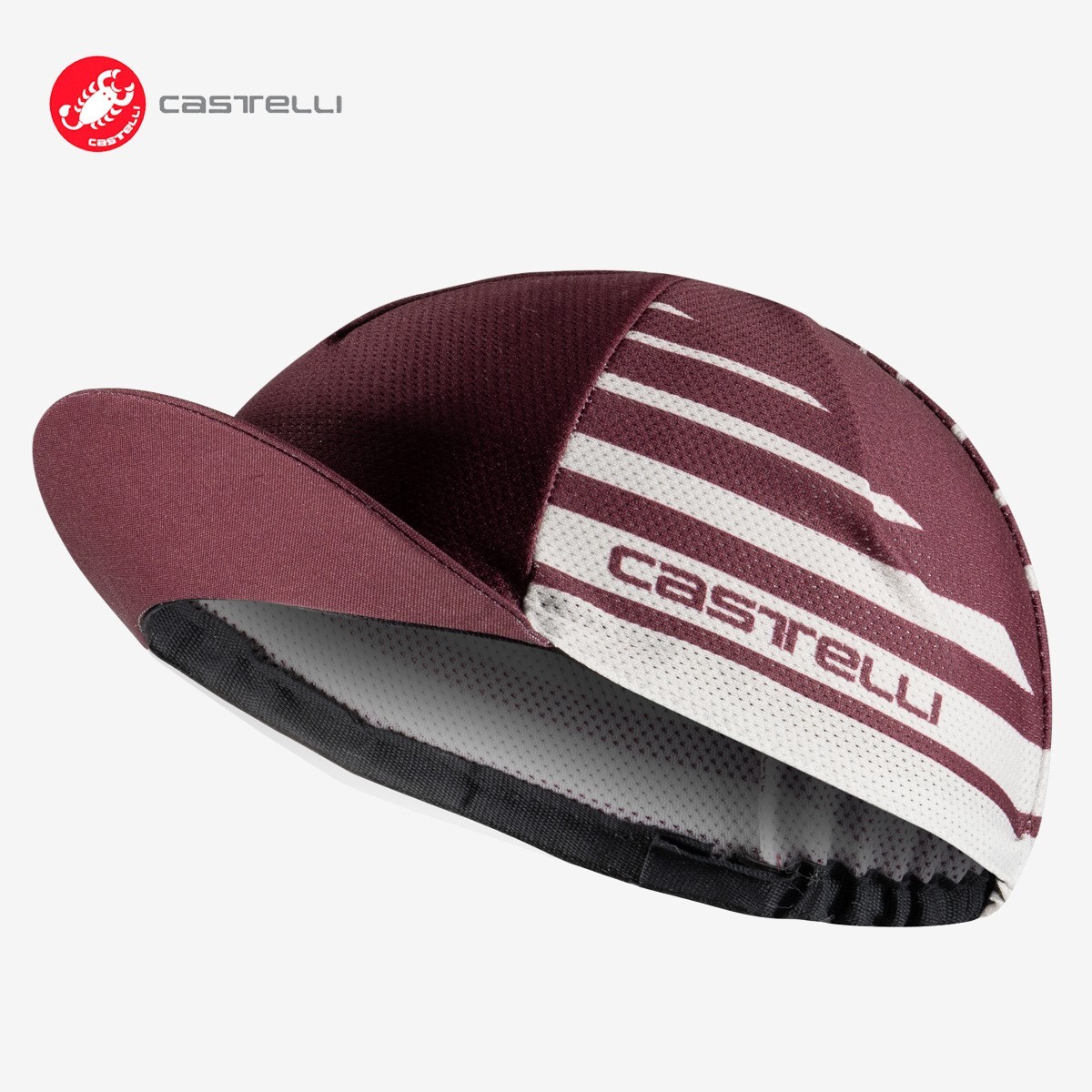 Castelli CLASSICO Breathable Cycling Cap : DEEP BORDEAUX/SILVER MOON - One Size