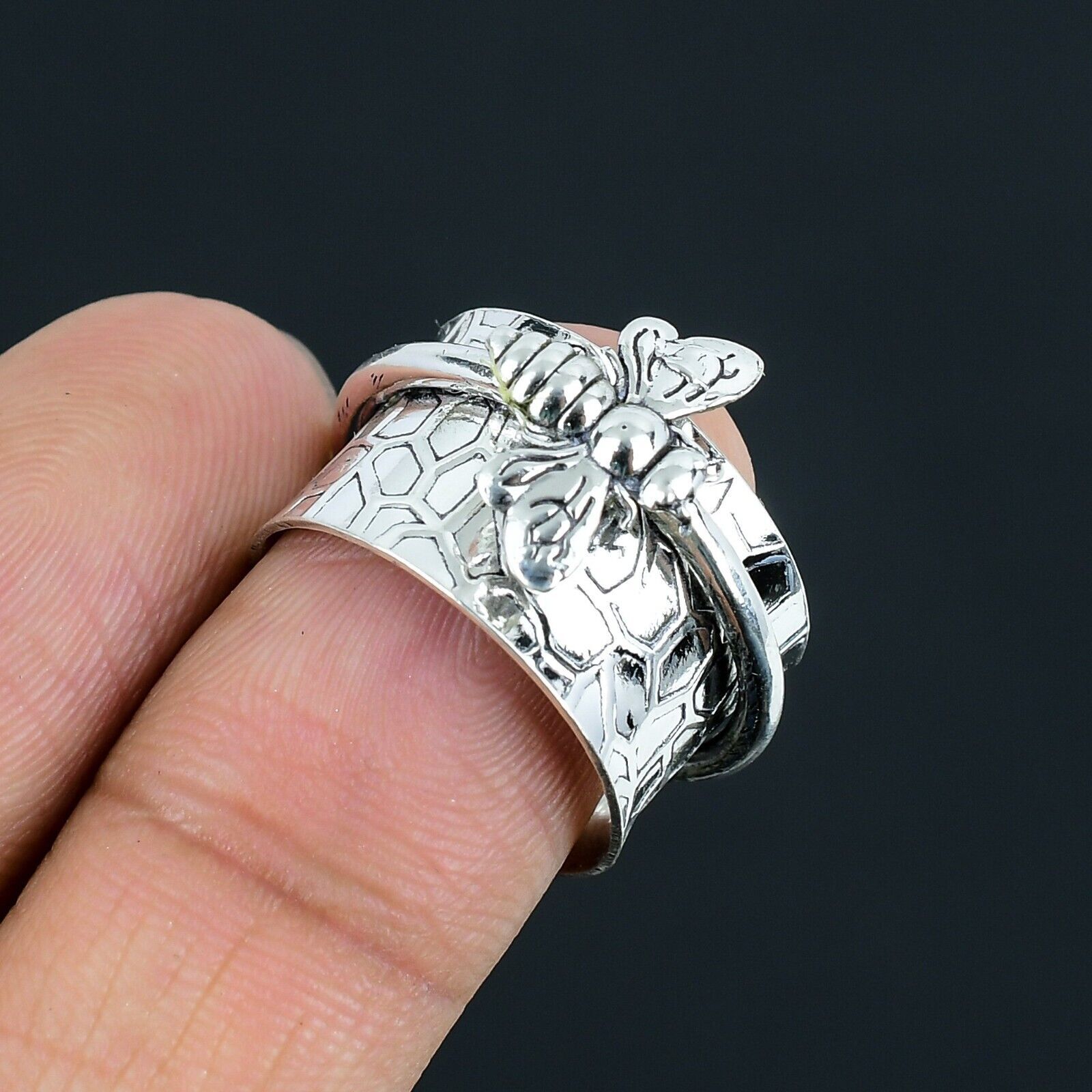Handmade Bee Spinner Boho Ring Solid 925 Sterling Silver Band Ring All Size SI04