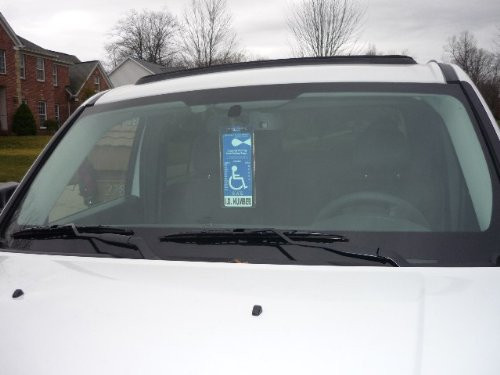 Handicap Tag Holder & Protector+Storage Magnet. Sturdy Hook - ON & OFF in a Snap