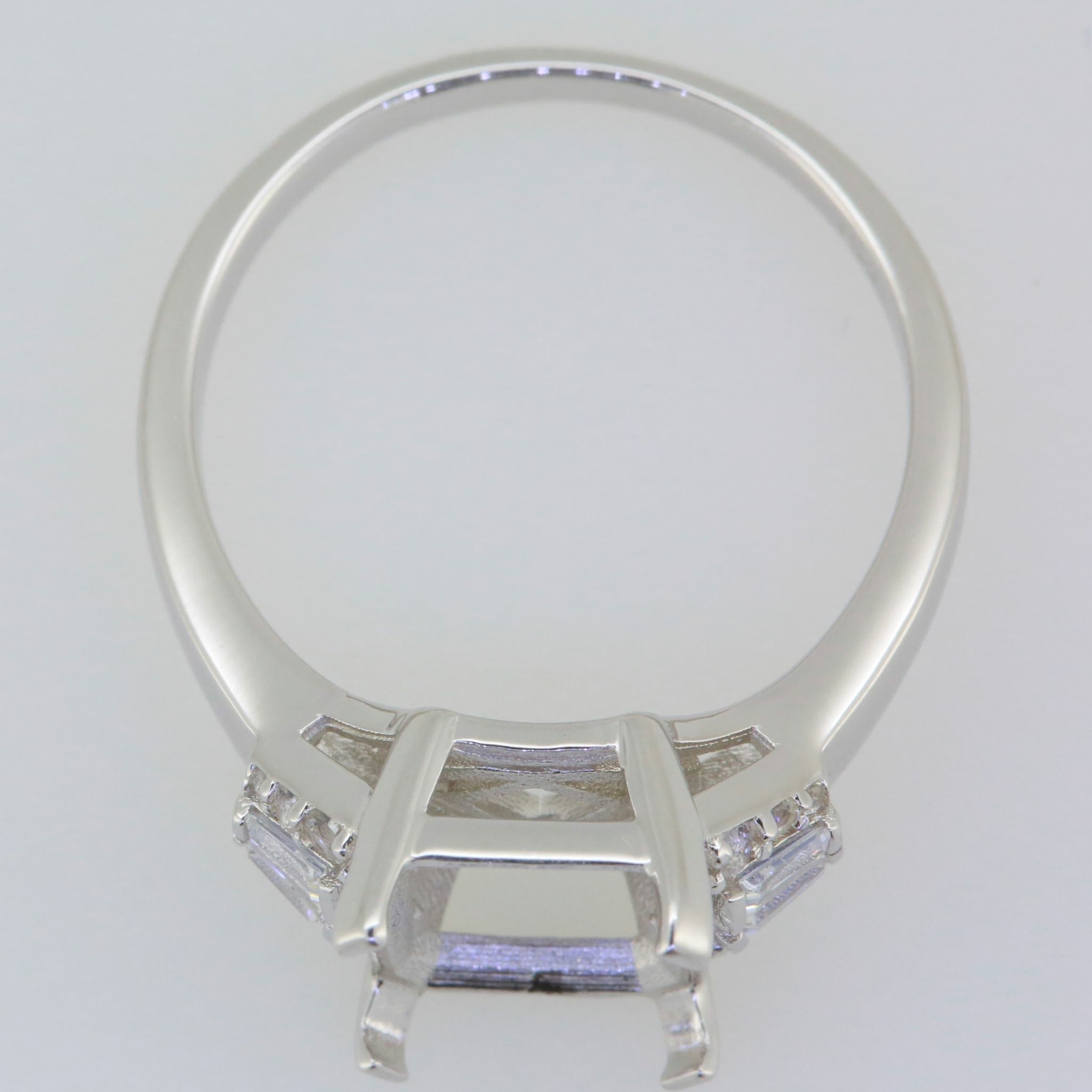 Sterling Silver Semi Mount Ring Setting Emerald OCT 11X9mm