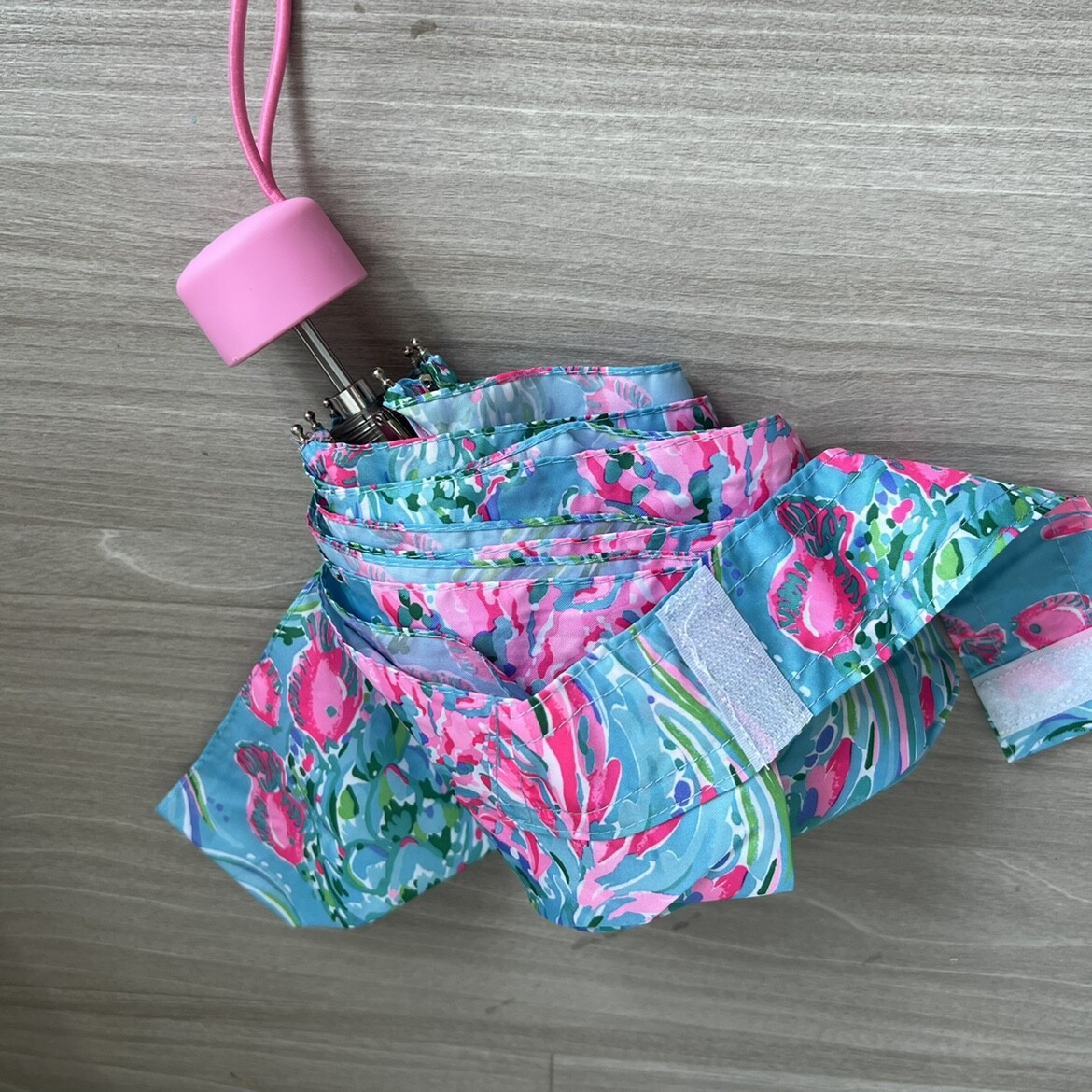 Lilly Pulitzer Mini Travel Umbrella Amalfi Blue Best Fishes Length 7 inches